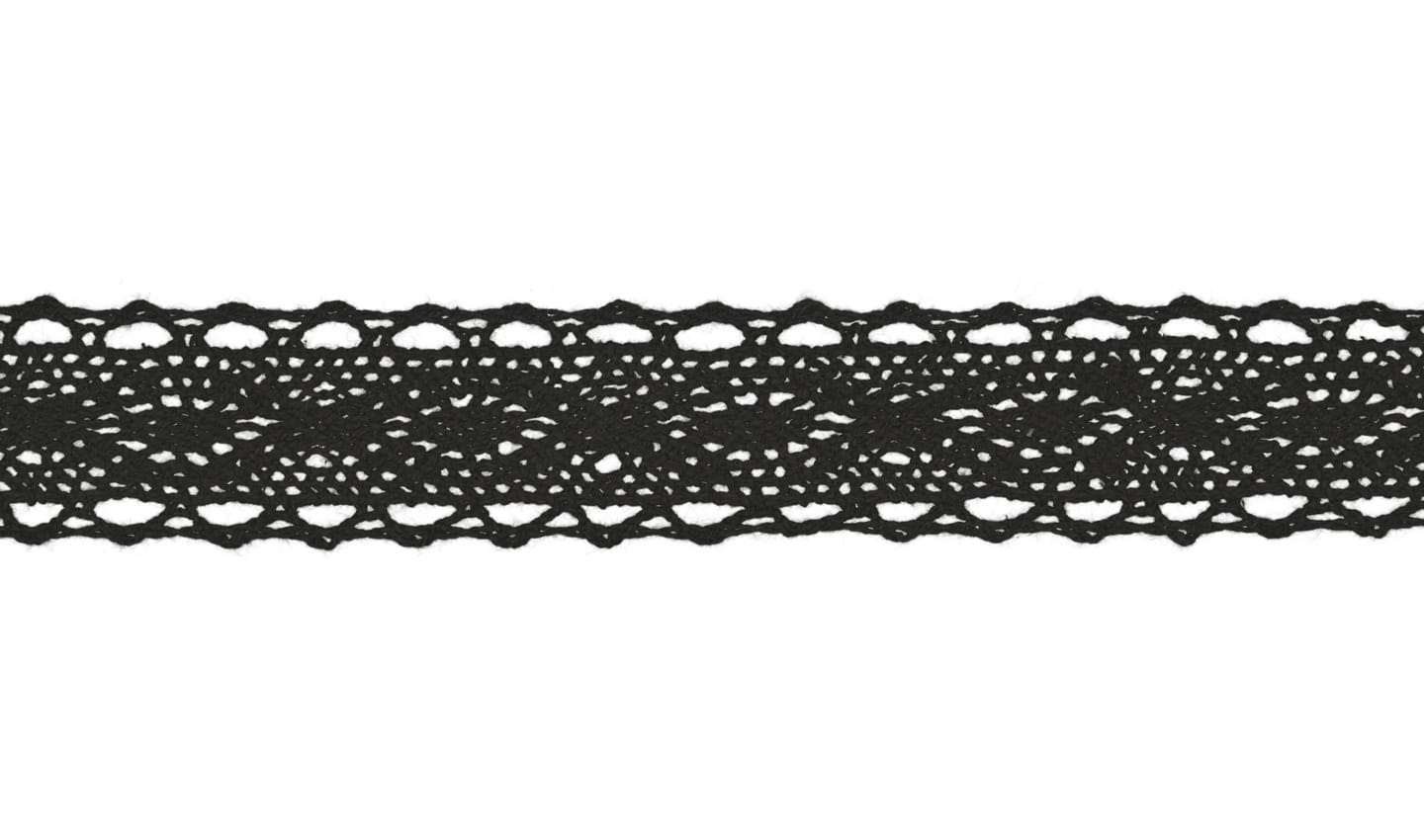 Baumwoll-Klöppelspitze black 25mm (569)               