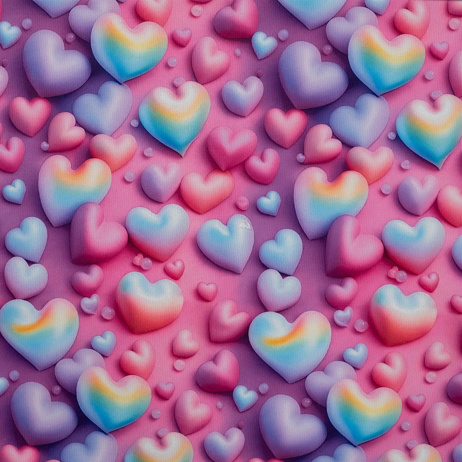 Alpenfleece Digital "3D-Hearts" mit Herzen - rosa