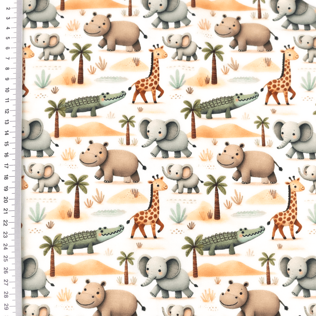 Baumwolljersey Digital mit Safari-Life - creme