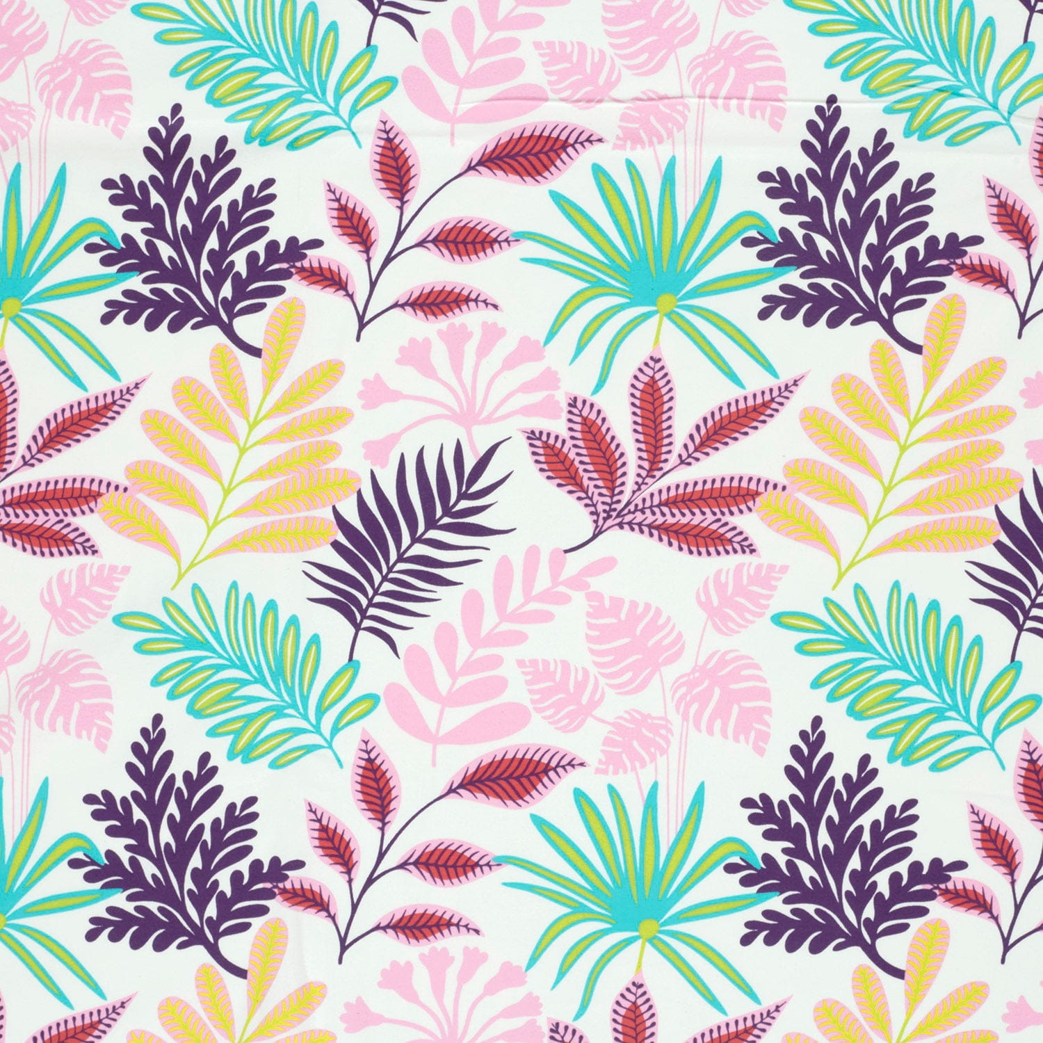 Baumwolljersey mit tropischen Blättern und Farnen - ecru (N051) 