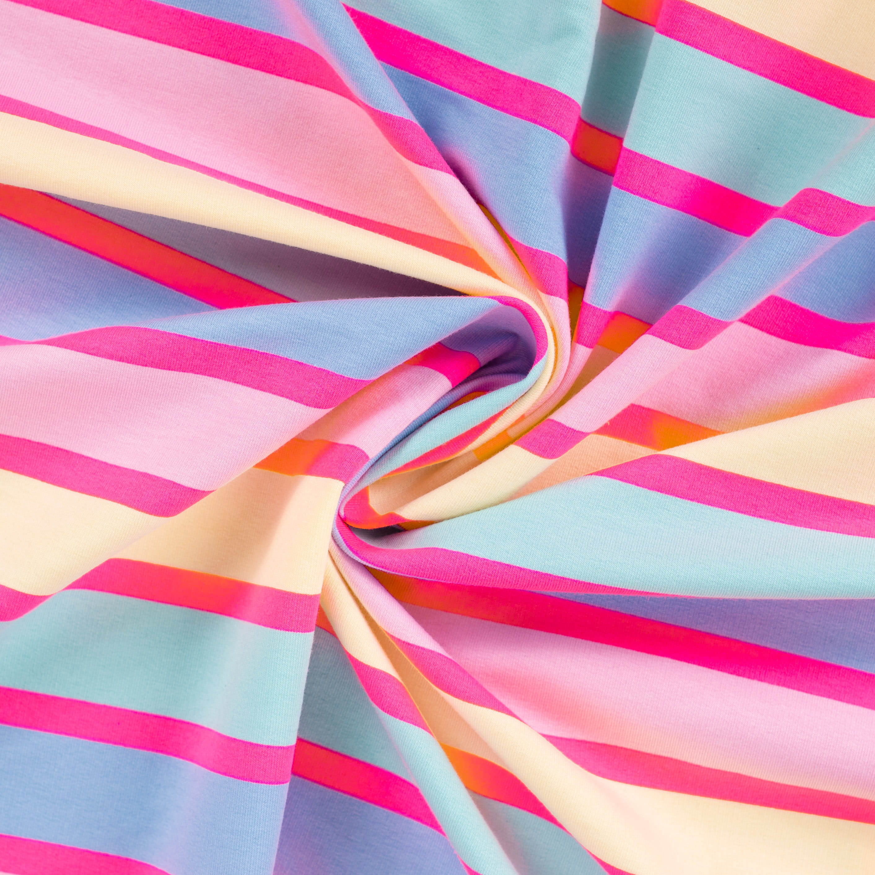 French Terry "Neon Stripes" mit bunten Blockstreifen und Neonstreifen
