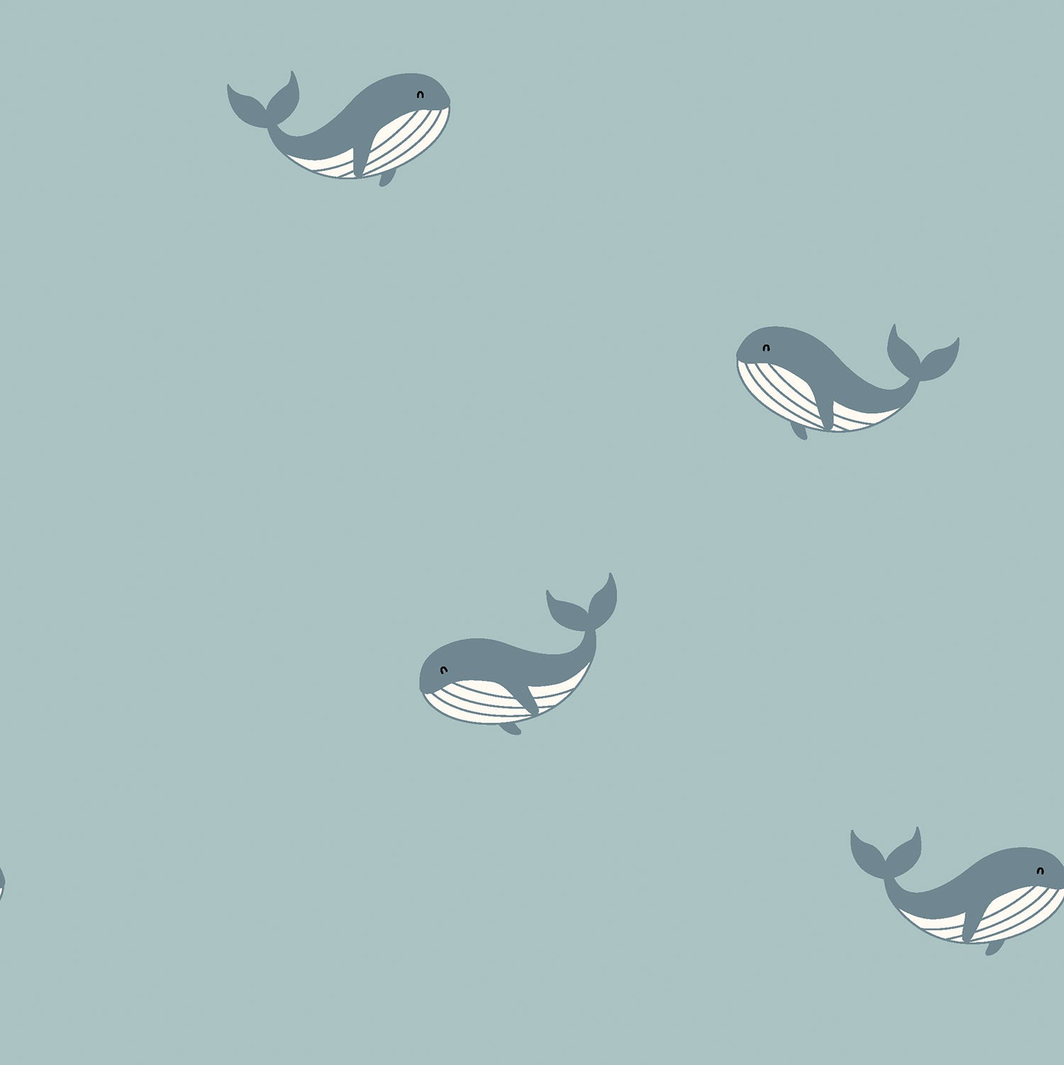 Baumwolljersey mit Walen - dusty mint (N003) 