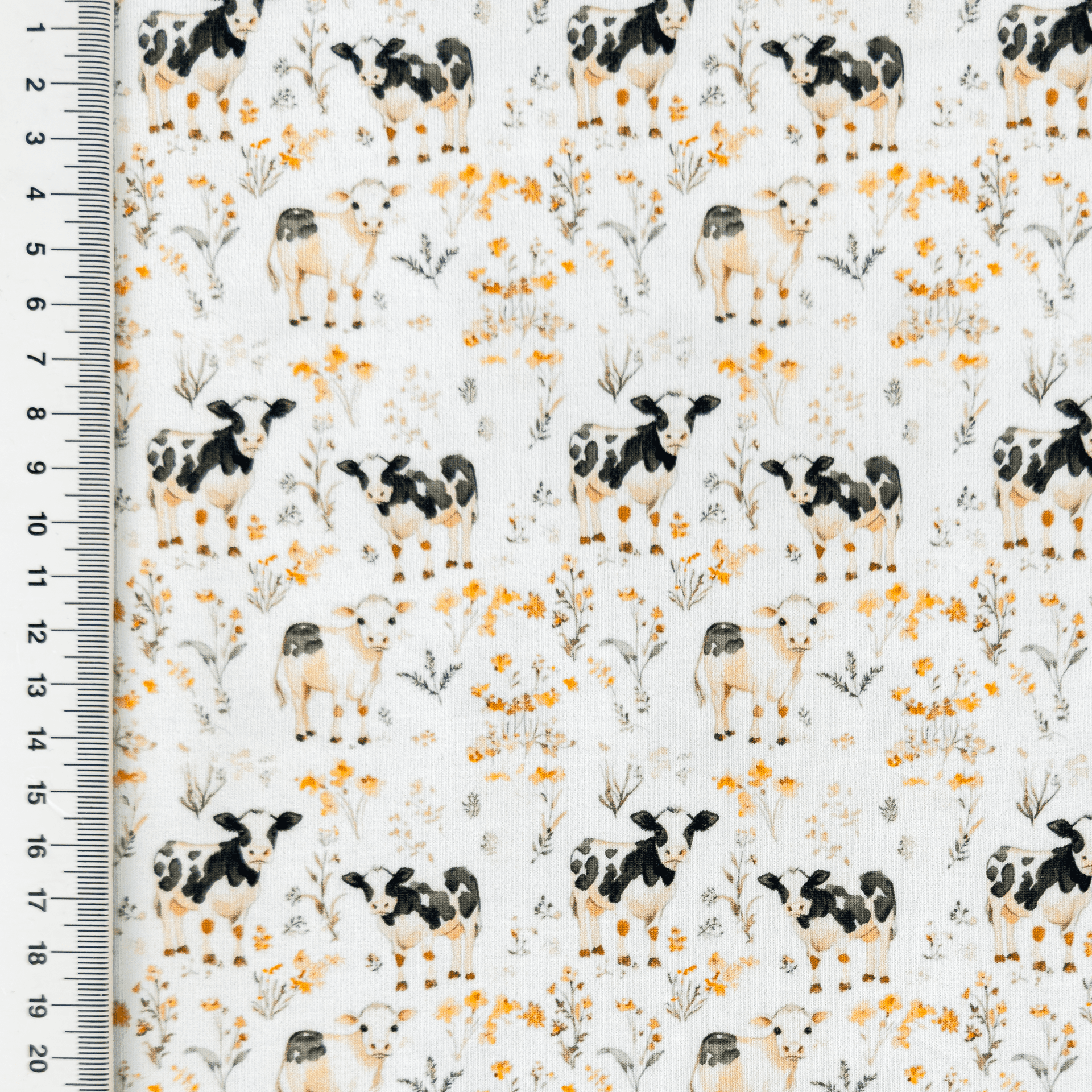 Baumwolljersey Digital mit Kühen - ecru  Baumwolljersey Digital mit Kühen - ecru