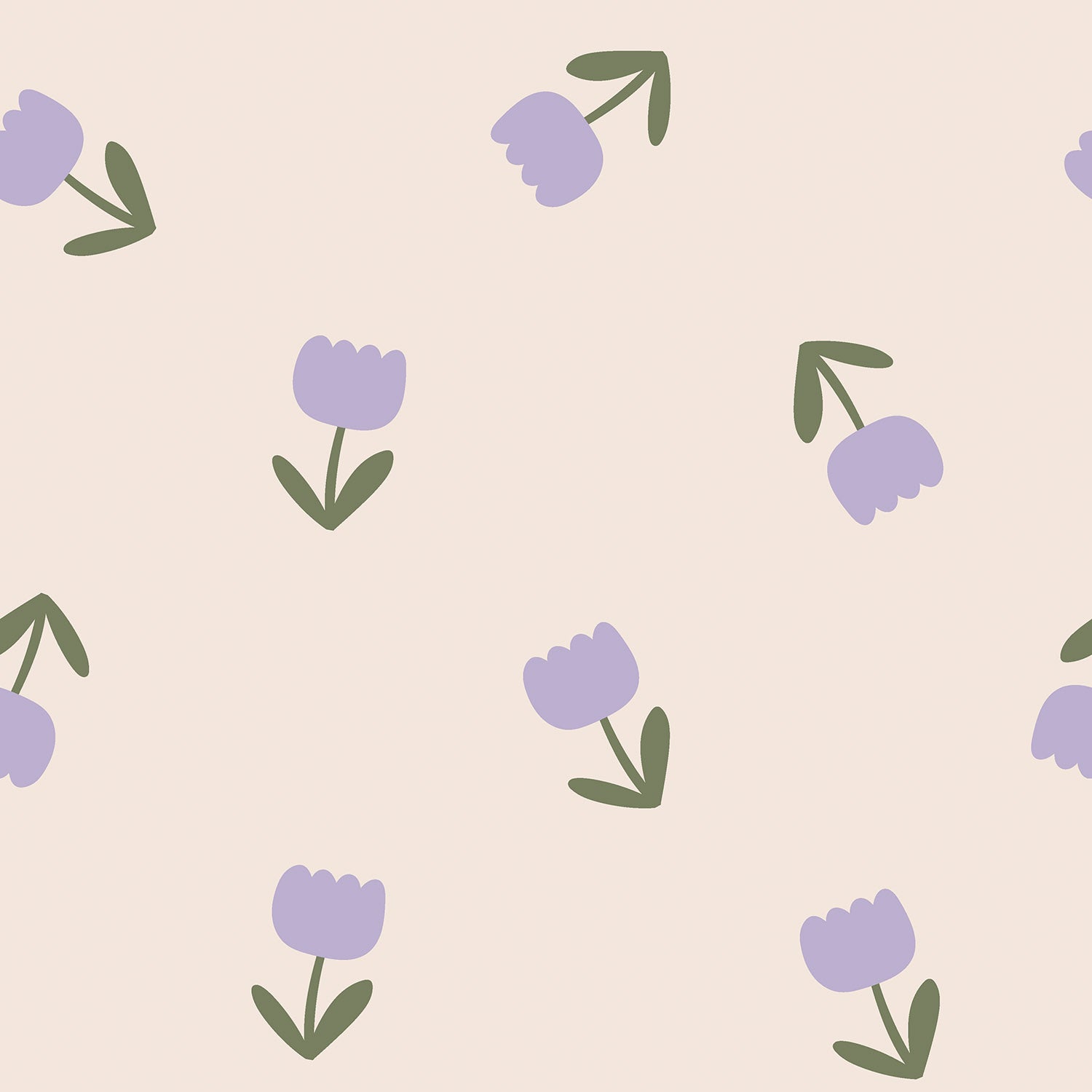 French Terry Krepp mit kleinen lila Blumen im Digitaldruck auf cremefarbenem Stoff