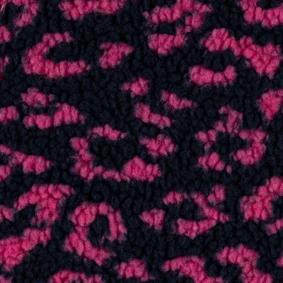 Teddystoff Jacquard mit Leomuster - fuchsia (Q170)