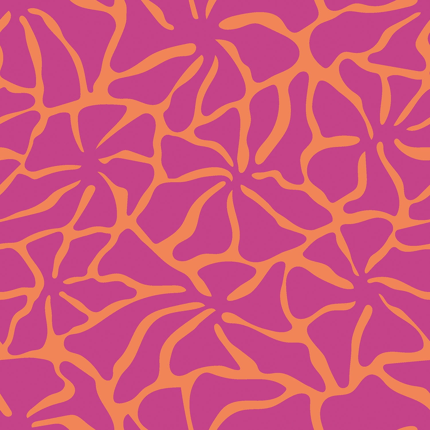 Baumwolle Double Gauze/ Musselin mit pinken abstrakten Blumen - orange (N036) 