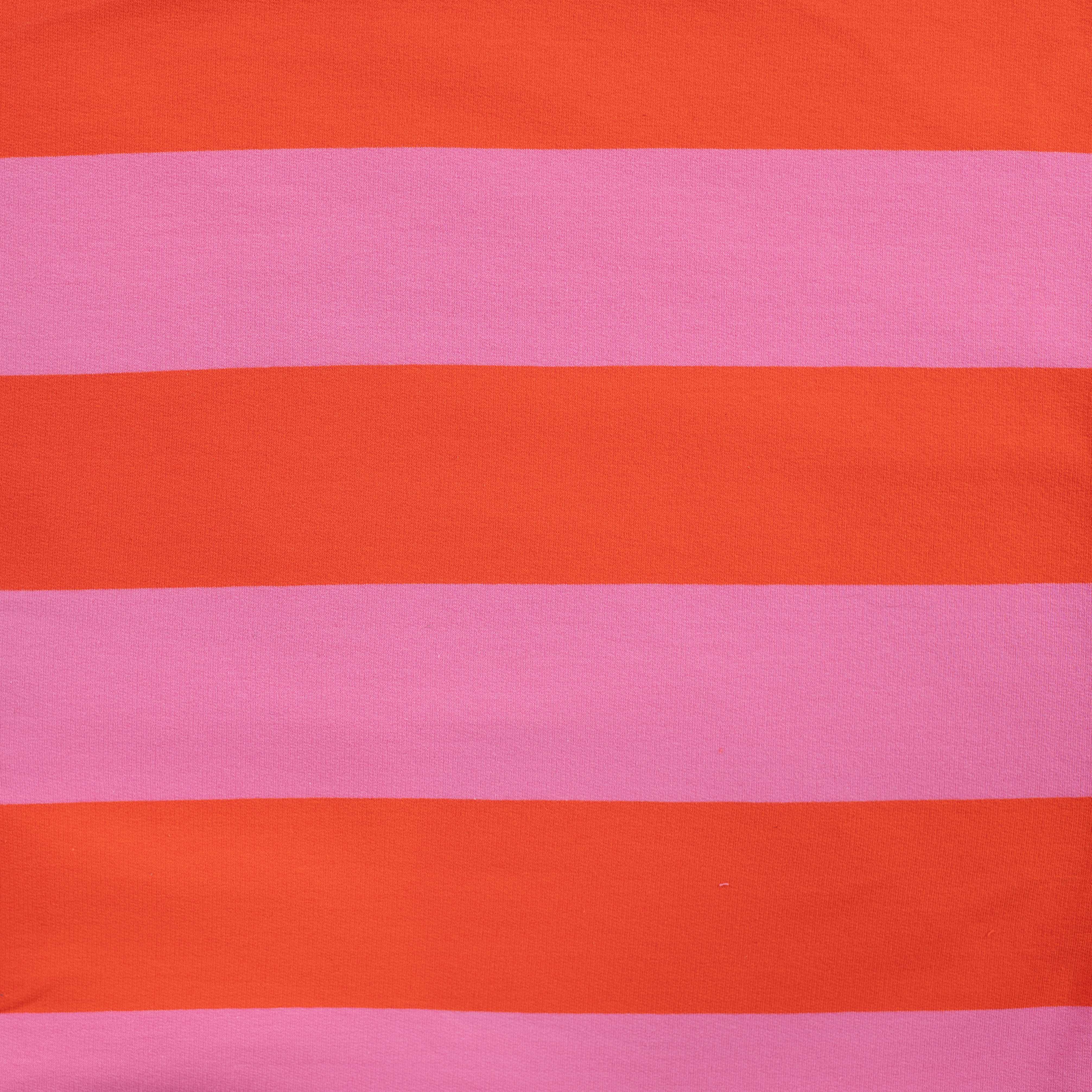 Sommersweat French Terry "Yarn Dyed" mit Streifen - orange/pink (Q170)