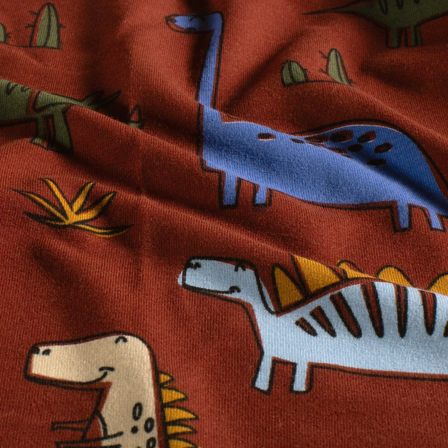 French Terry Digital mit Dinos - dunkelrost (N016) Bild 1