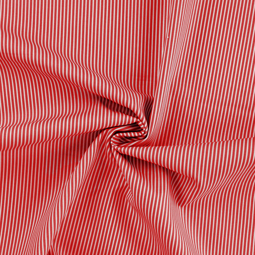 Baumwollstoff rot mit kleinen weißen Streifen (315)