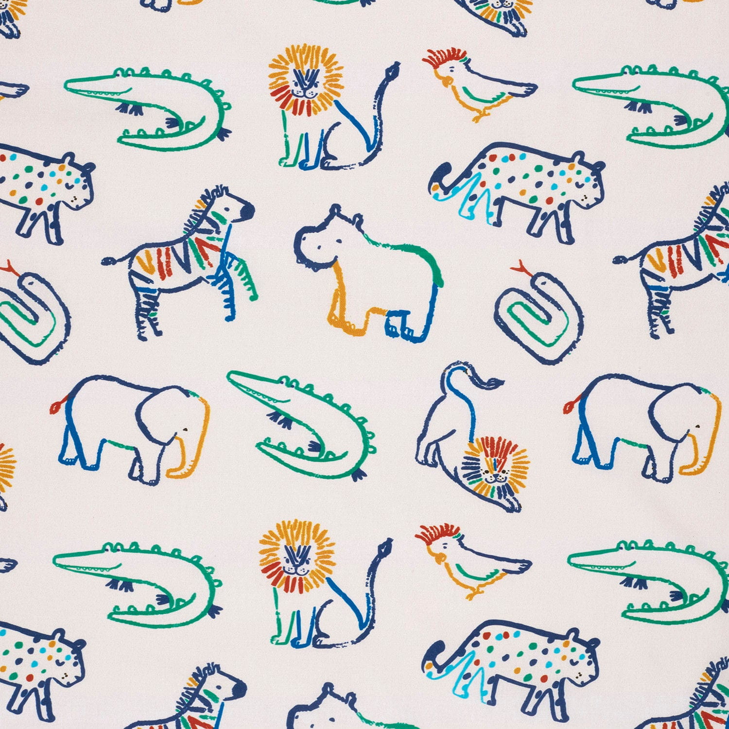 Baumwollstoff Popeline mit "Sketched Animal" - creme