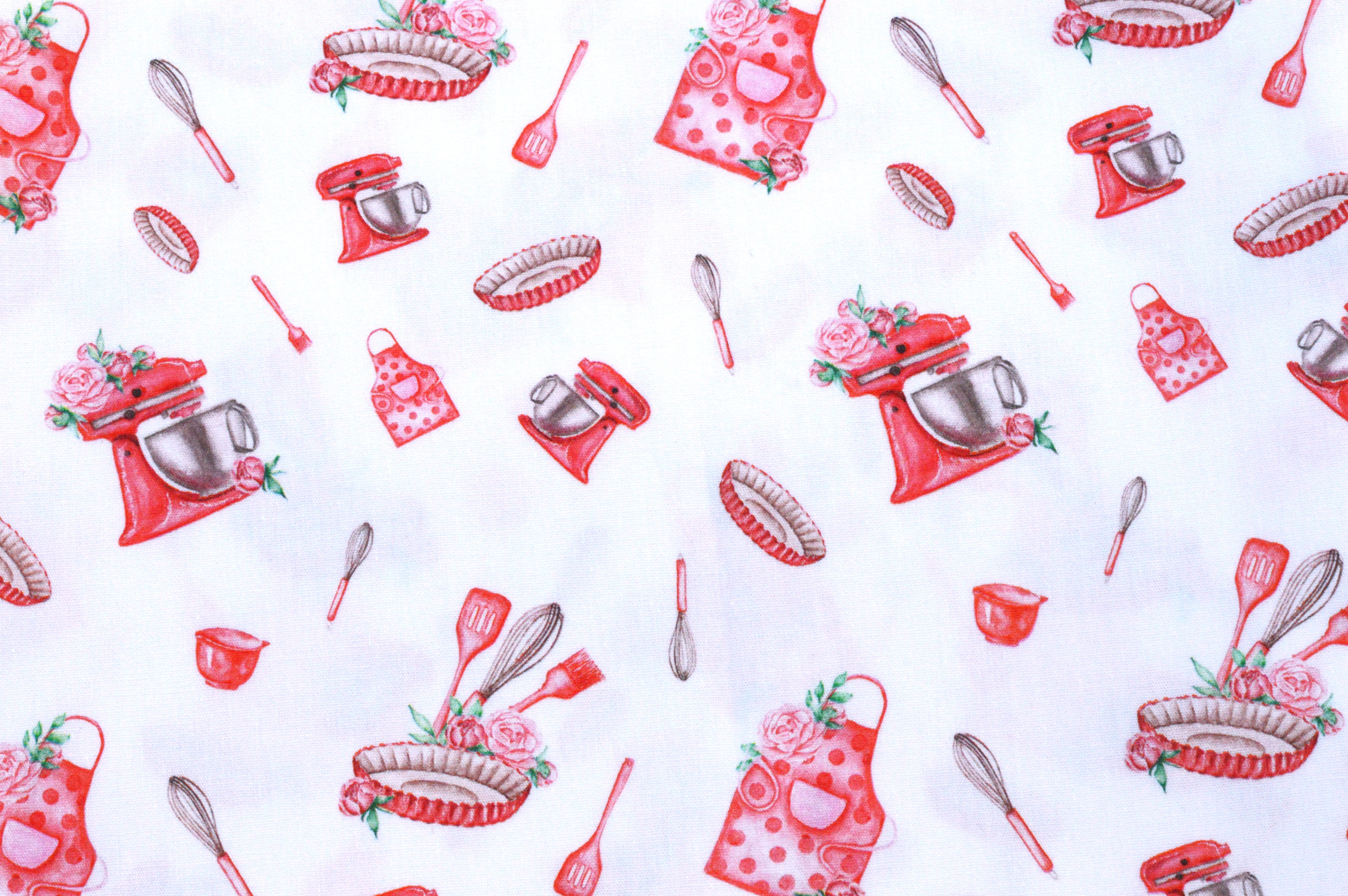 Baumwollstoff Digitaldruck Eigenproduktion mit Backmotiven - ecru   