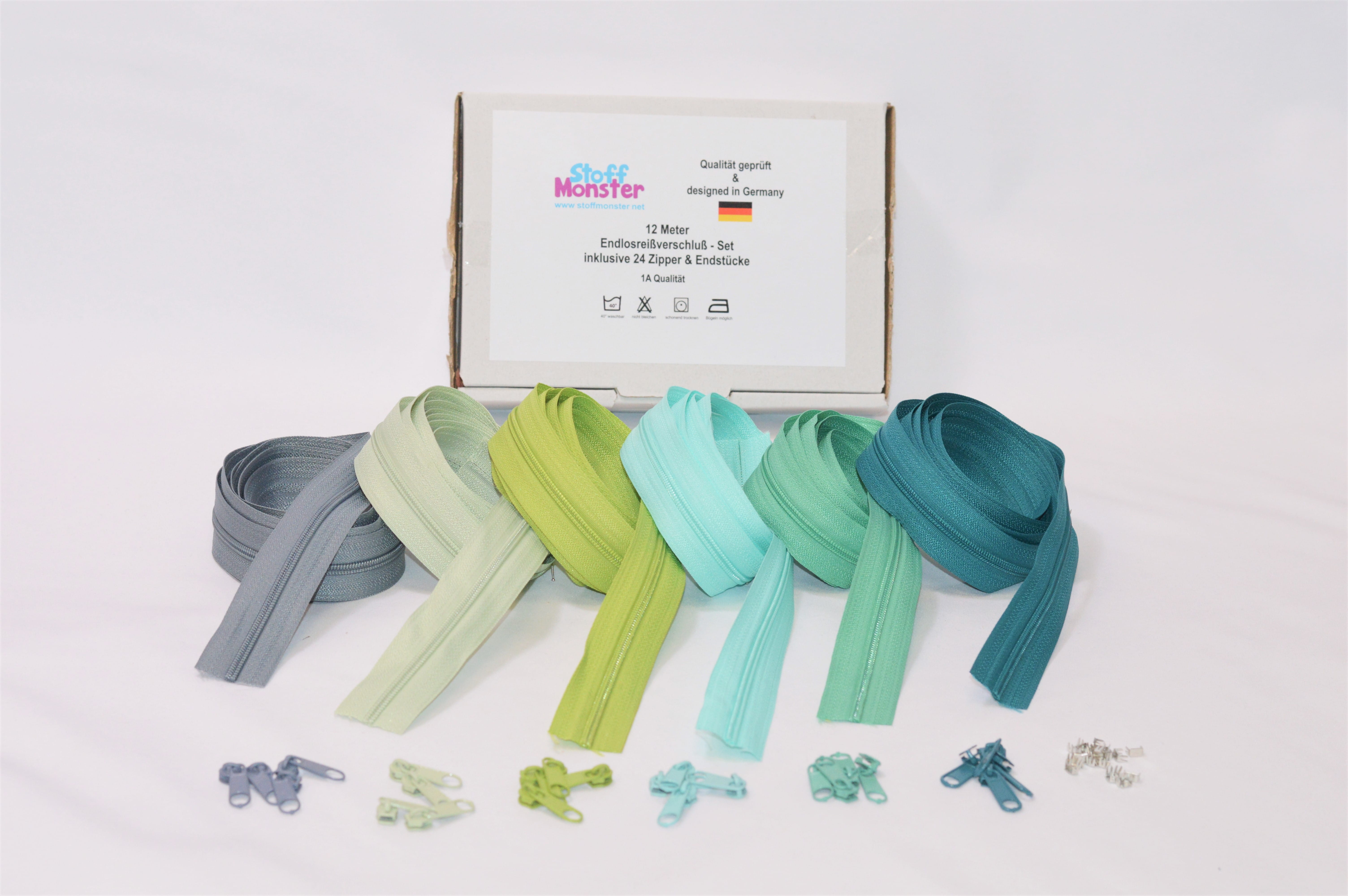 12 Meter Endloßreissverschluß-Set inkl. 24 Zipper & Endstücke - Farbe 4
