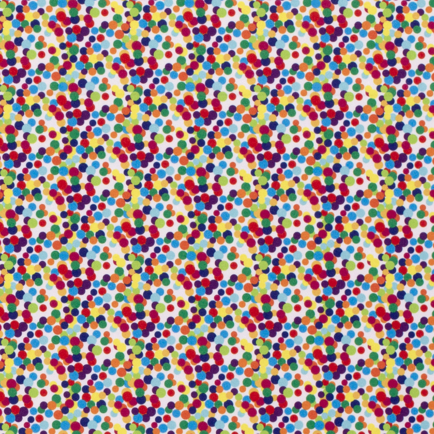 Karnevalsstoff Burlington mit kleinen bunten Punkten - weiß
