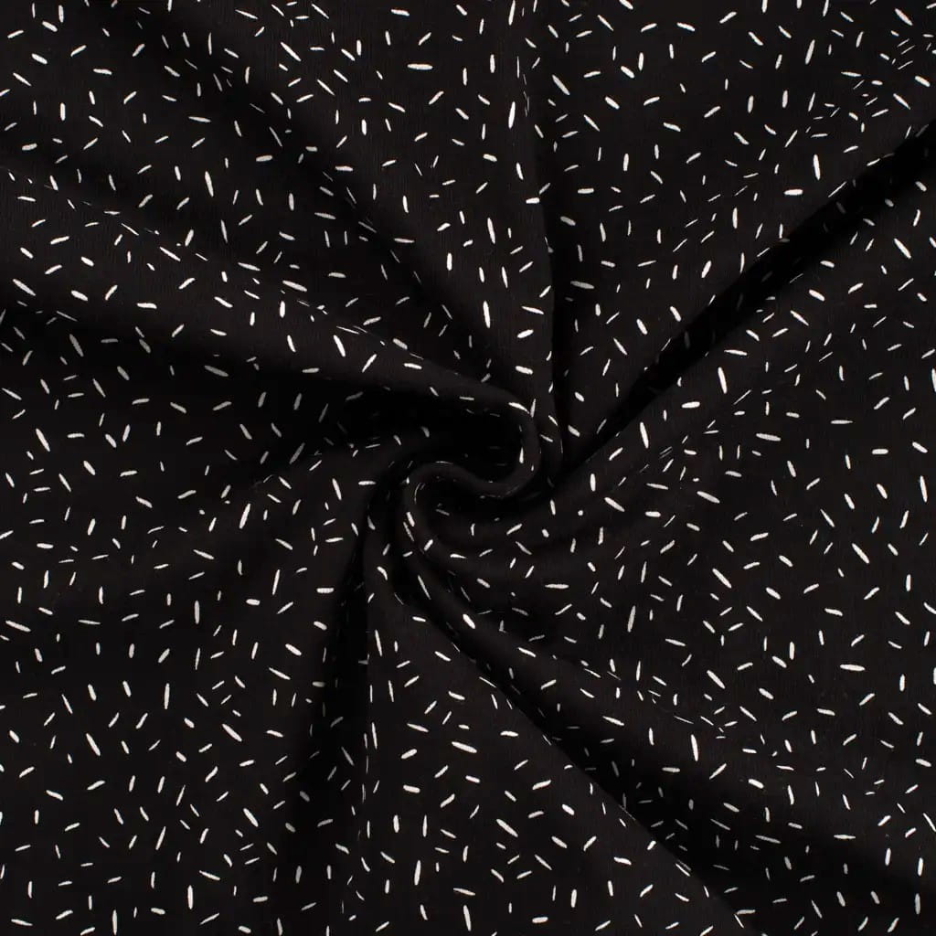 Baumwolljersey schwarz mit weißen Konfetti (469)