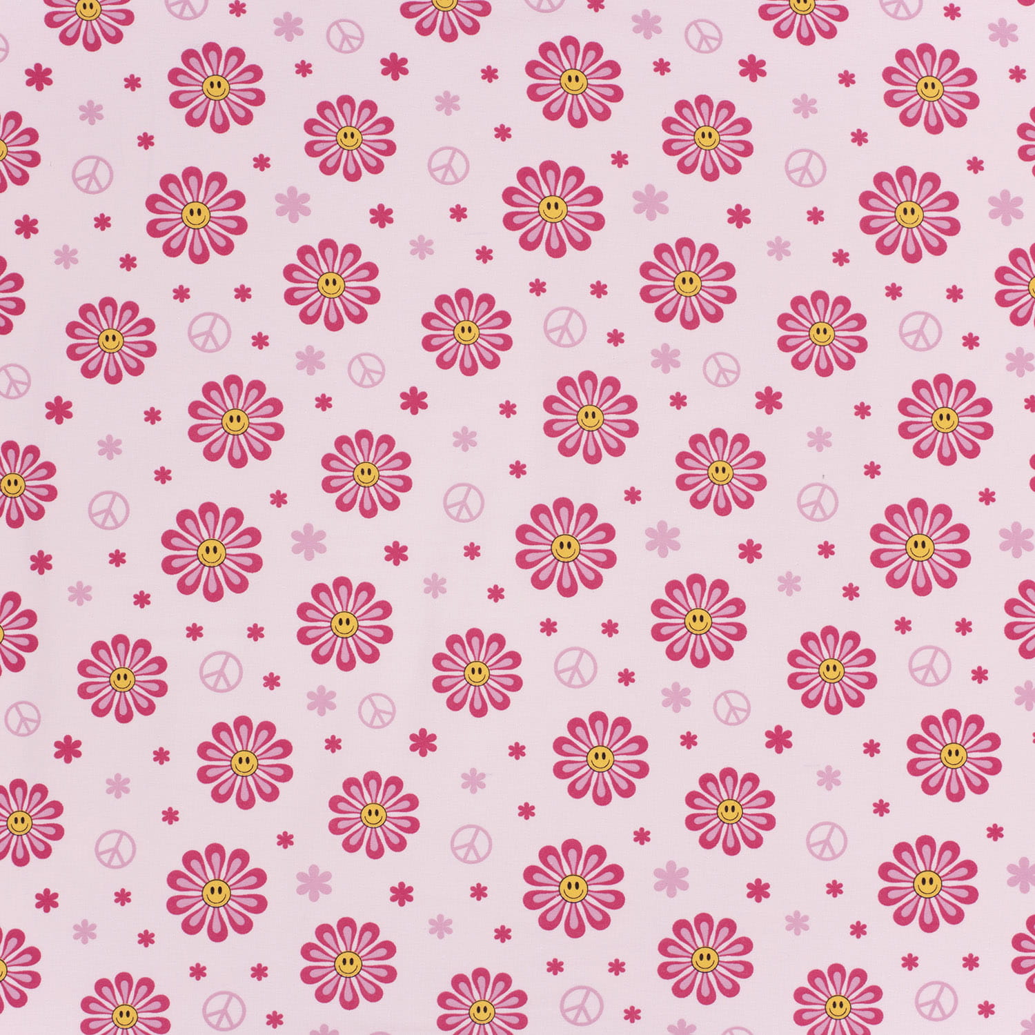 Baumwolljersey mit pink/gelben Blumen - hellrosa
