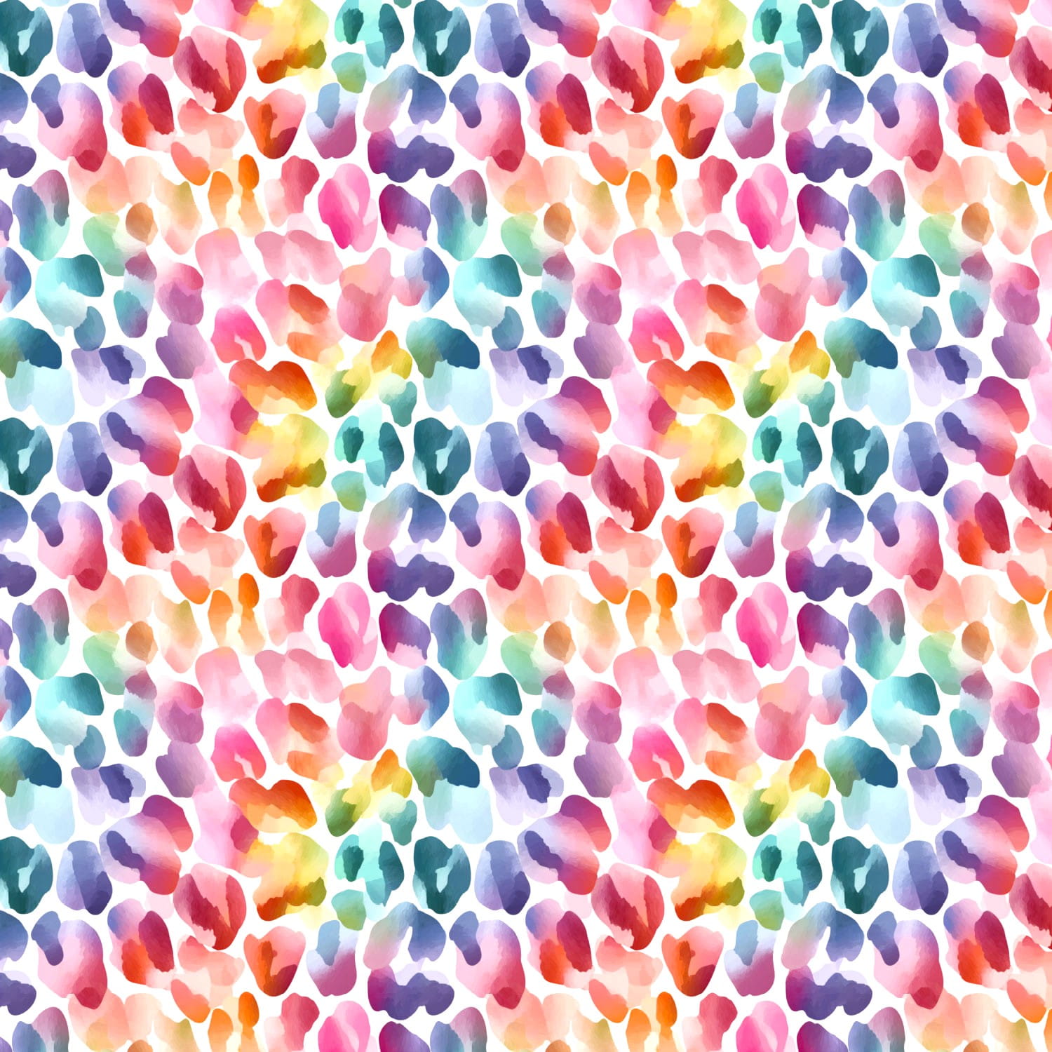 Baumwolljersey Digital Stenzo mit buntem Leopardenmuster - weiß/regenbogenfarben 