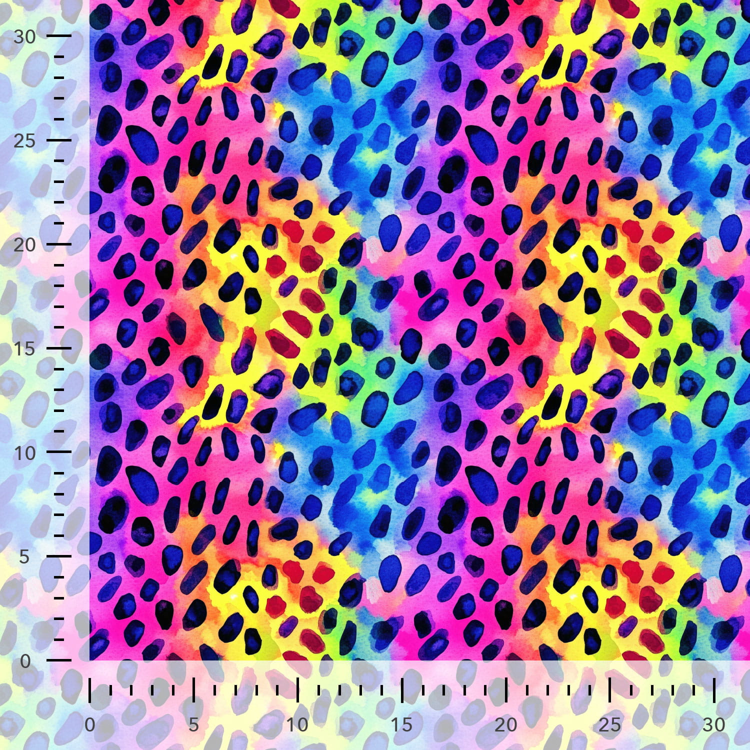 Baumwolljersey Digital Stenzo mit schwarzen Dots - multicolor