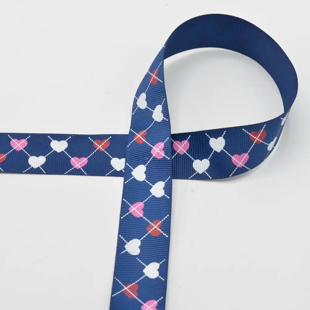 Ripsband mit Herzen 25mm - dunkelblau (508