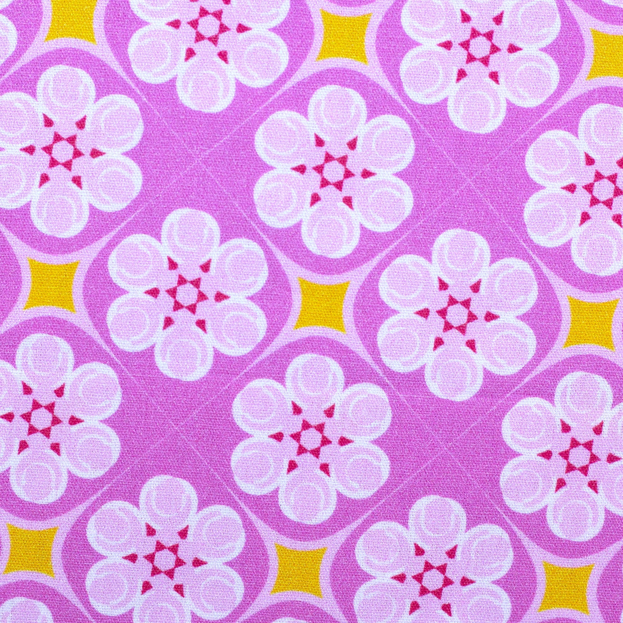 Baumwollstoff Swafing "Bilbao" mit Retro-Blumen und Kachelmuster - rosa