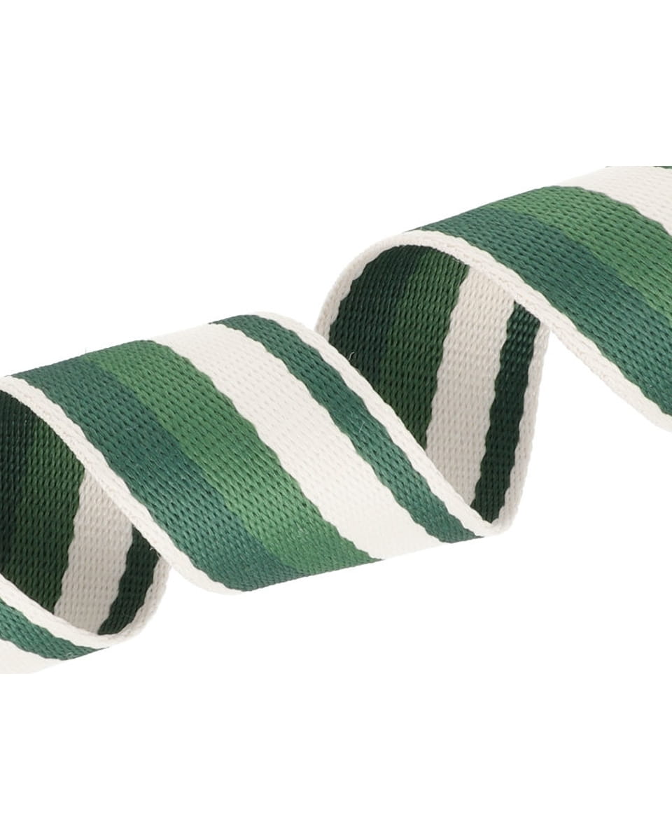 Gurtband Polycotton 38mm Streifen - grün/dunkelgrün/ecru
