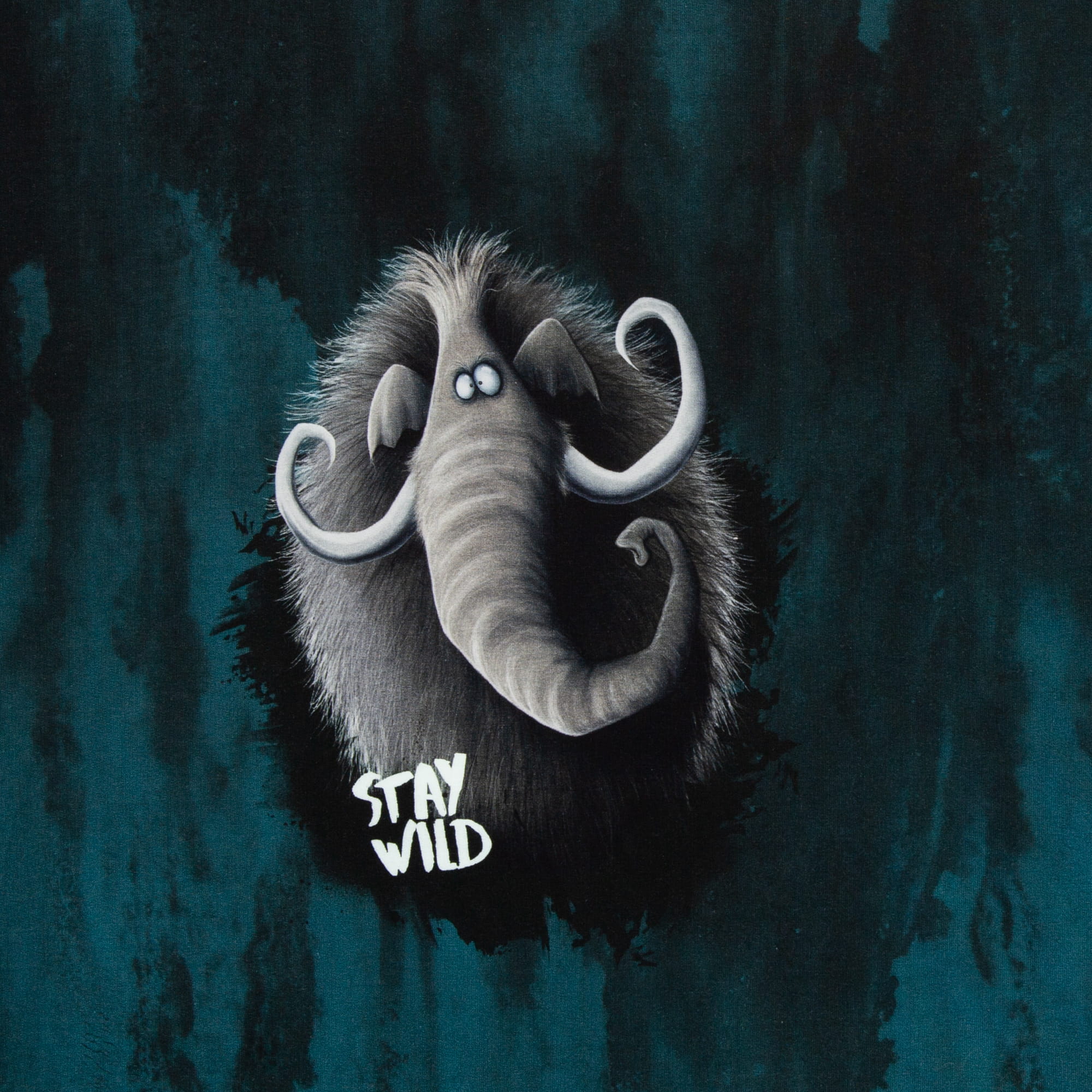 French Terry brushed Panel "stay wild" by Thorsten Berger - petrol