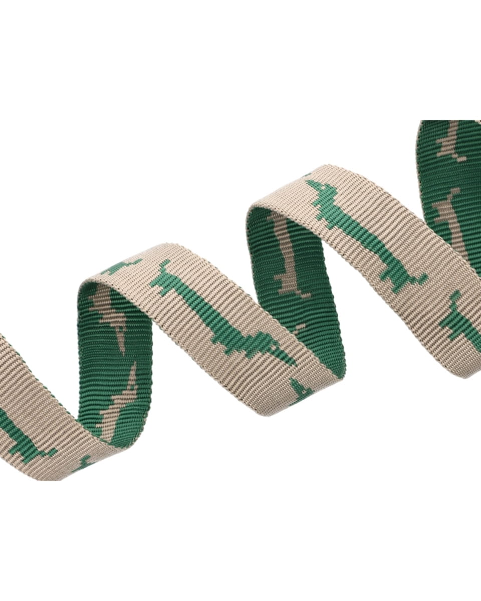 Gurtband 25mm mit Dackeln - beige/grün