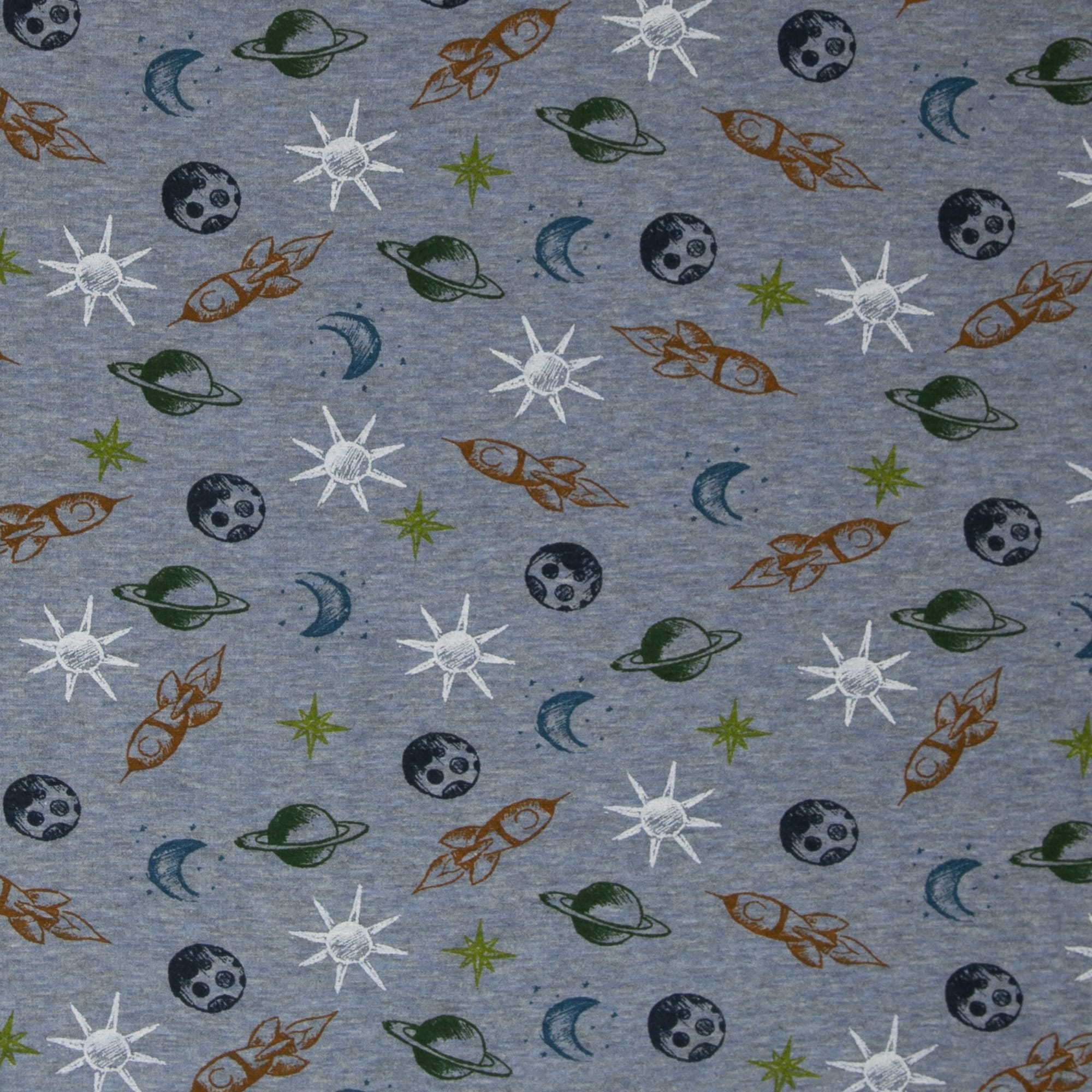 Alpenfleece "Nils" von Swafing mit Weltraummotiven - blau meliert (1253)