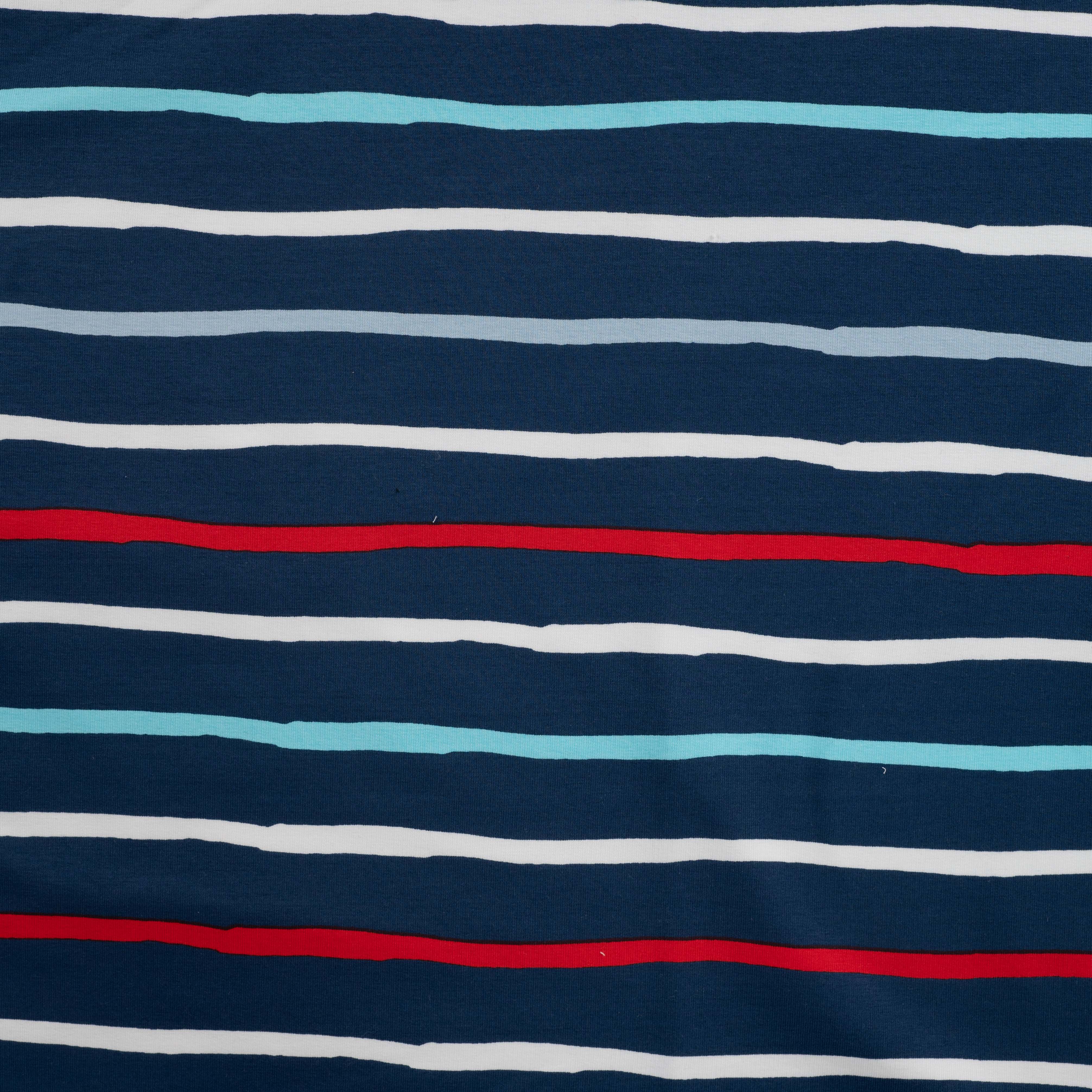 Sommersweat French Terry mit Streifen - weiß/hellblau/rot/navy