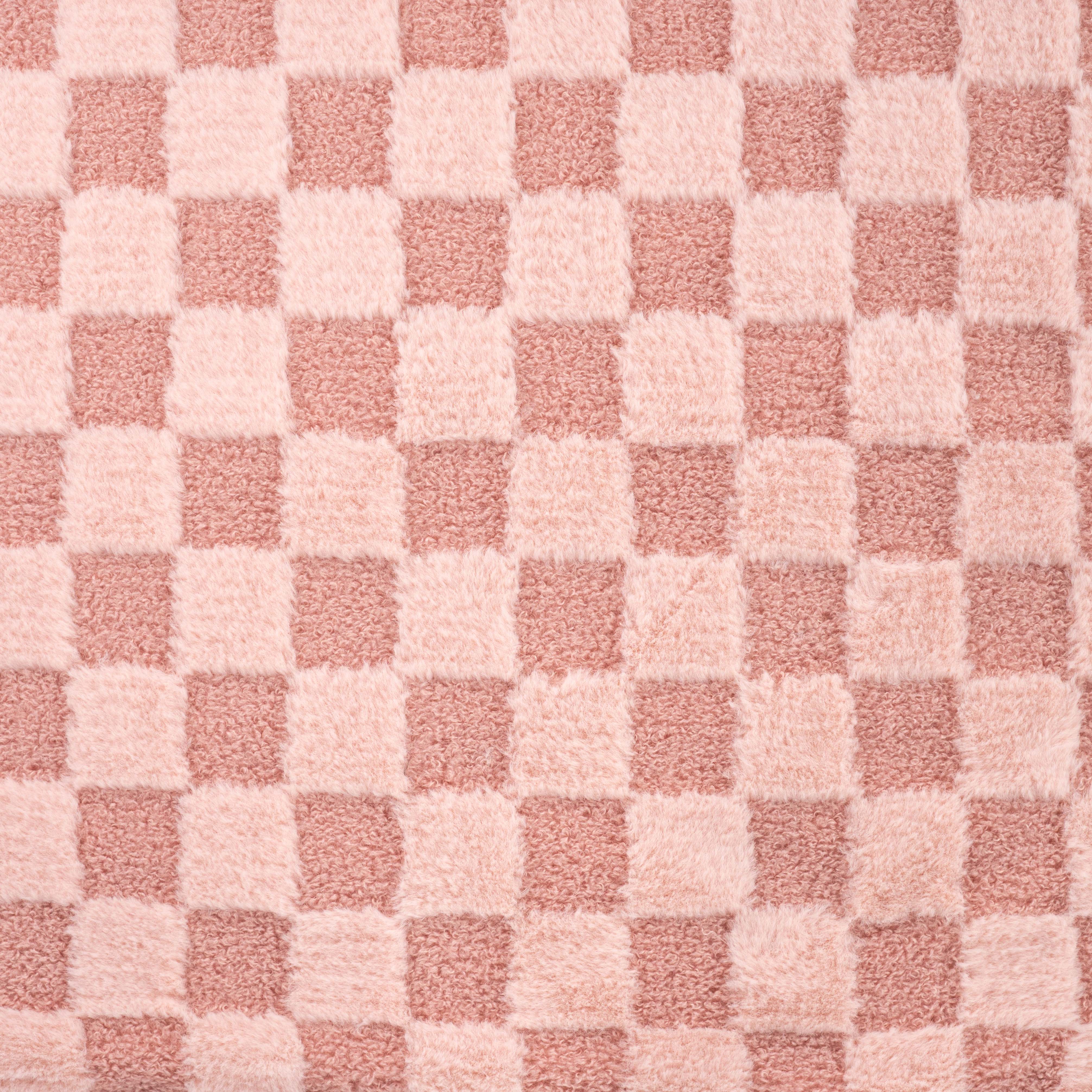 Boucle-Fell „High Low Checked" altrosa (Q130)