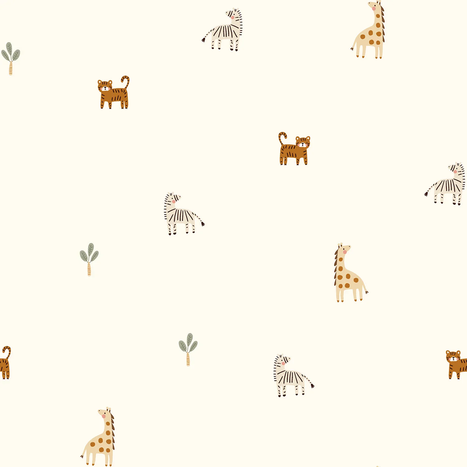 Baumwolljersey mit Giraffen, Zebras und Tigern - ecru (N051)