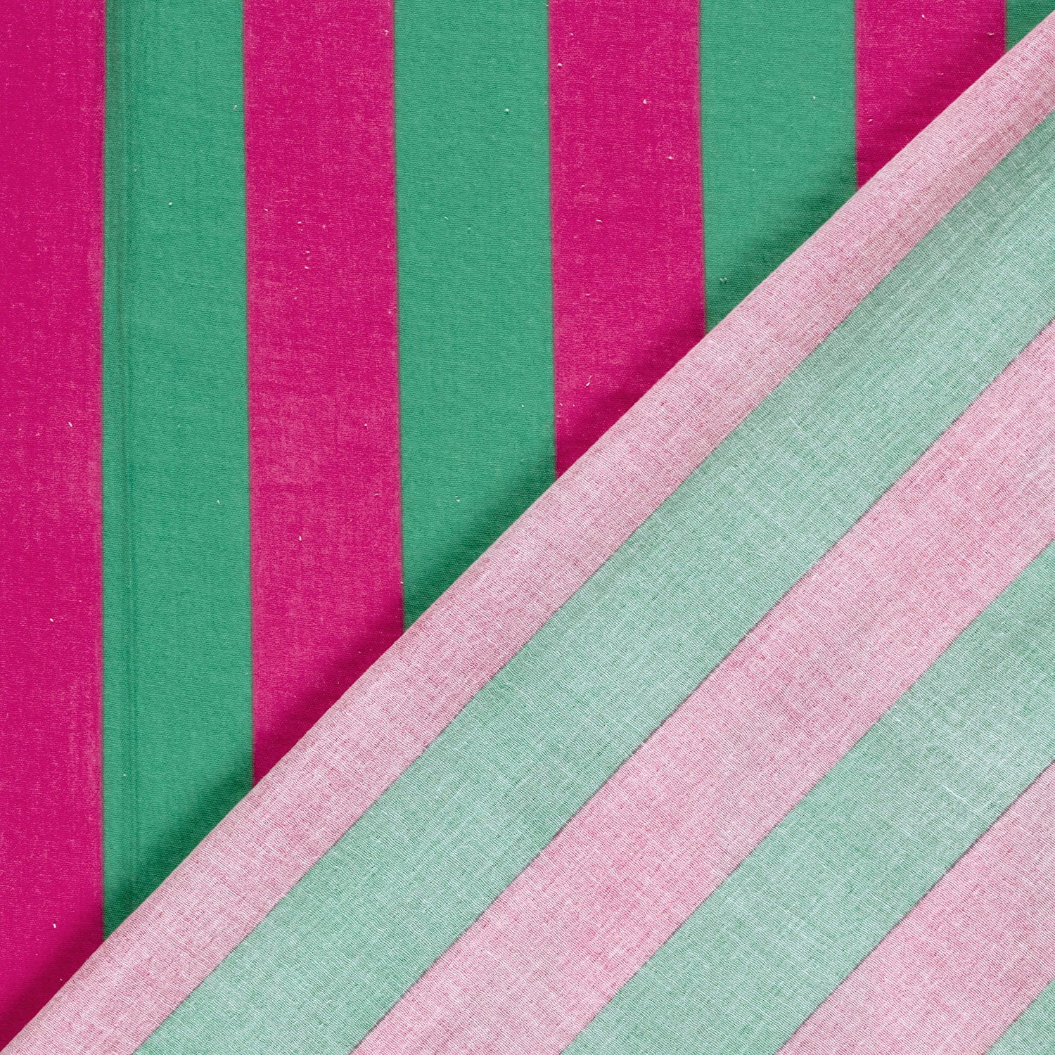 Baumwolle Double Gauze/ Musselin mit Blockstreifen - grün/pink (N024)