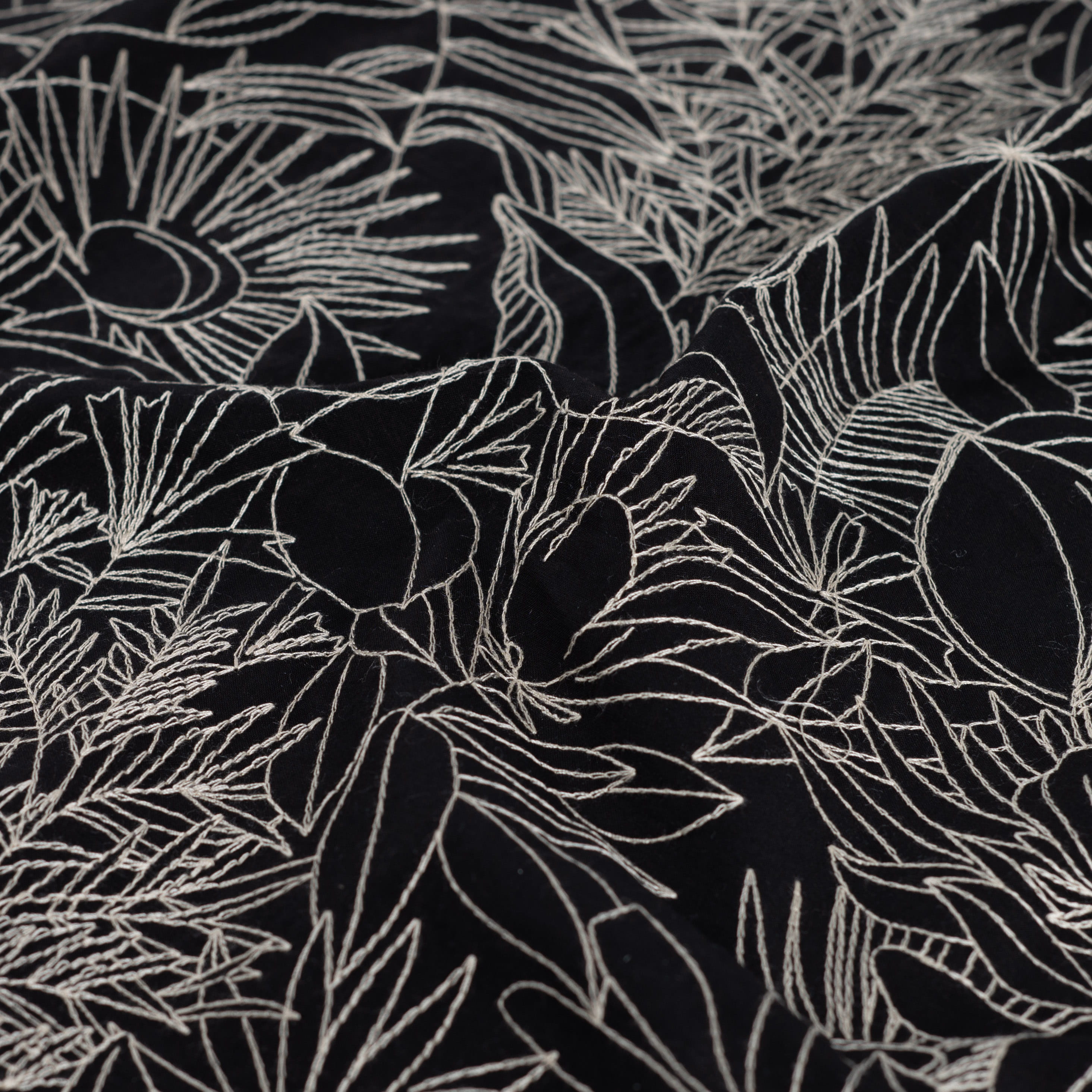 Baumwolle Embroidery "De Luxe" mit Stickerei - schwarz