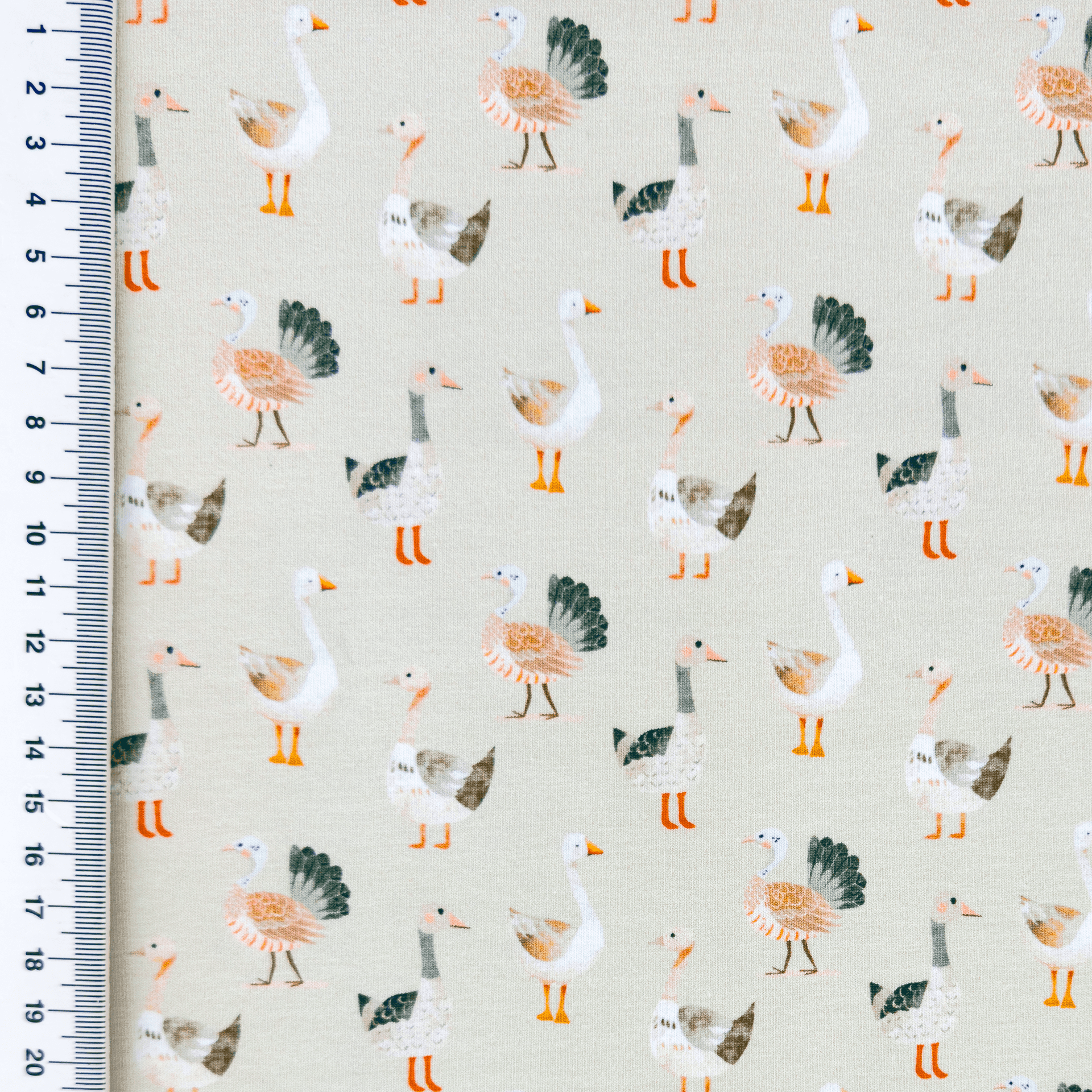 Baumwolljersey Digital mit verschiedenen Gänsen - hellbeige