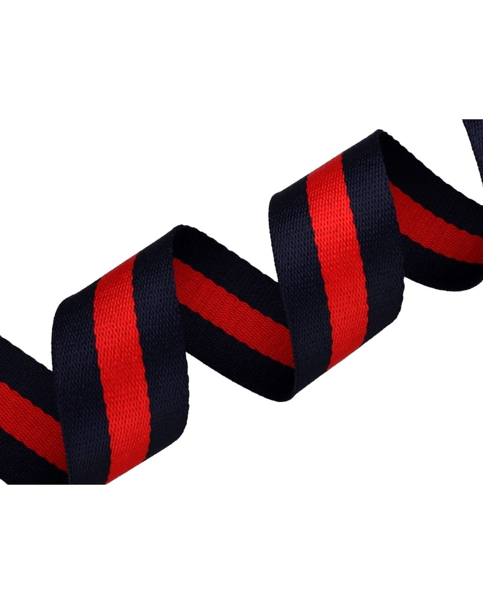 Gurtband Polycotton 38mm Streifen - dunkelblau/rot