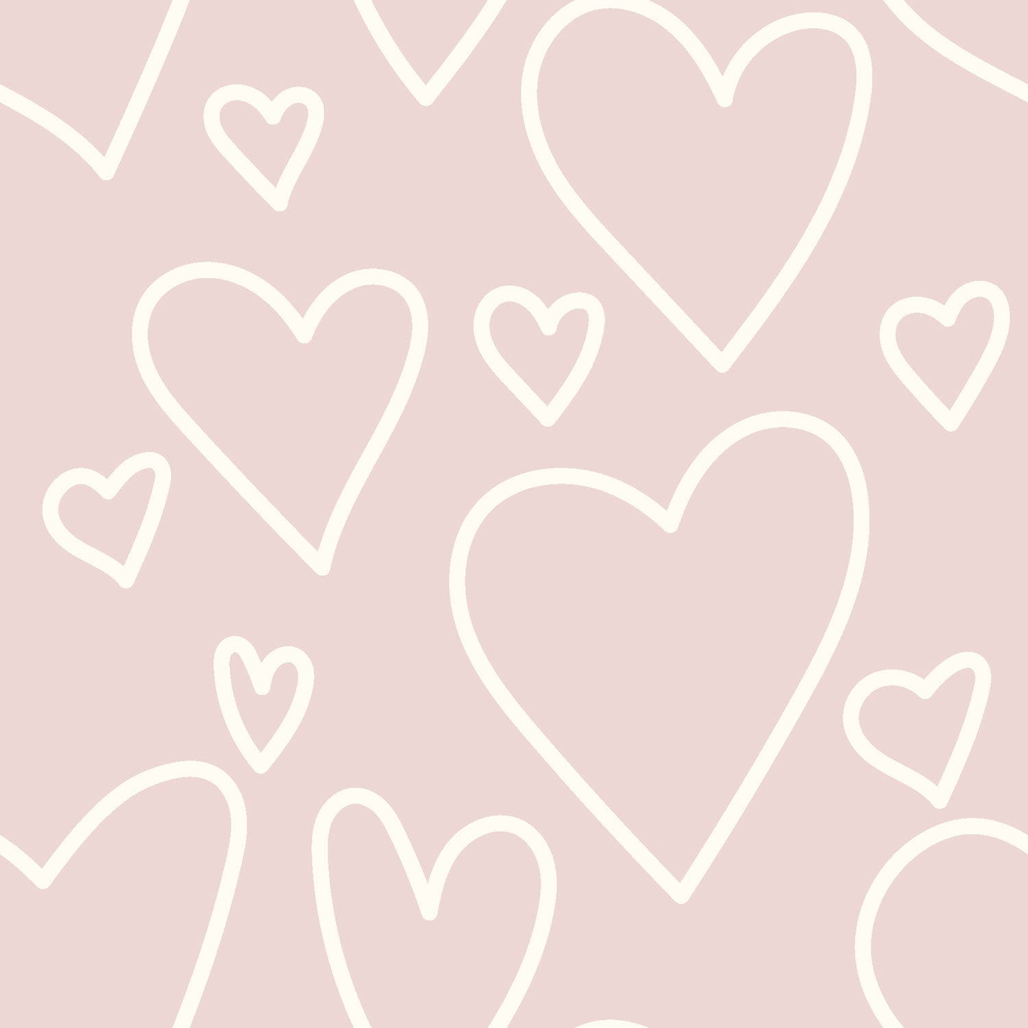 Flanell Stoff mit Herzen - nuderosa (N011)