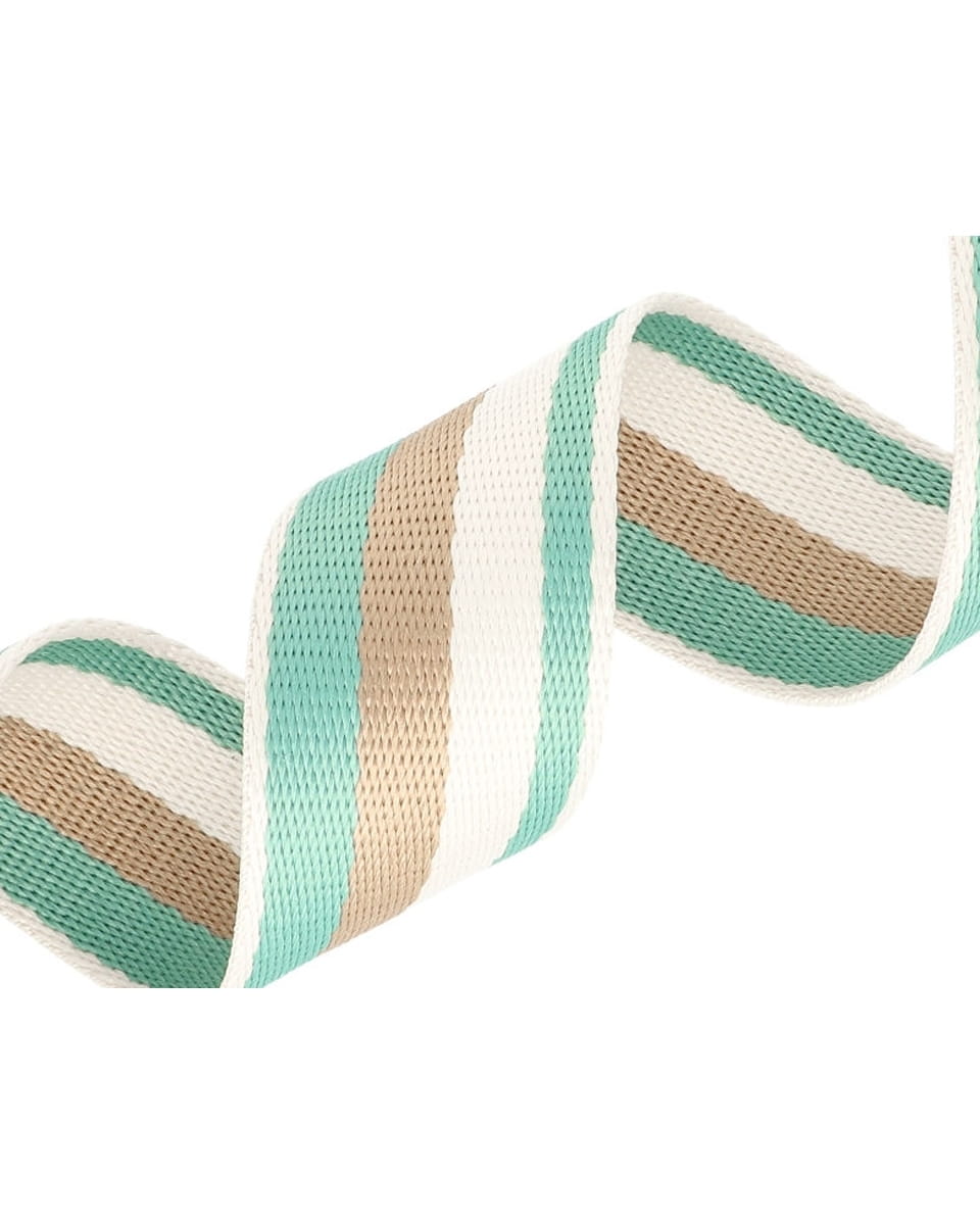 Gurtband Polycotton 38mm Streifen - mint/beige/ecru