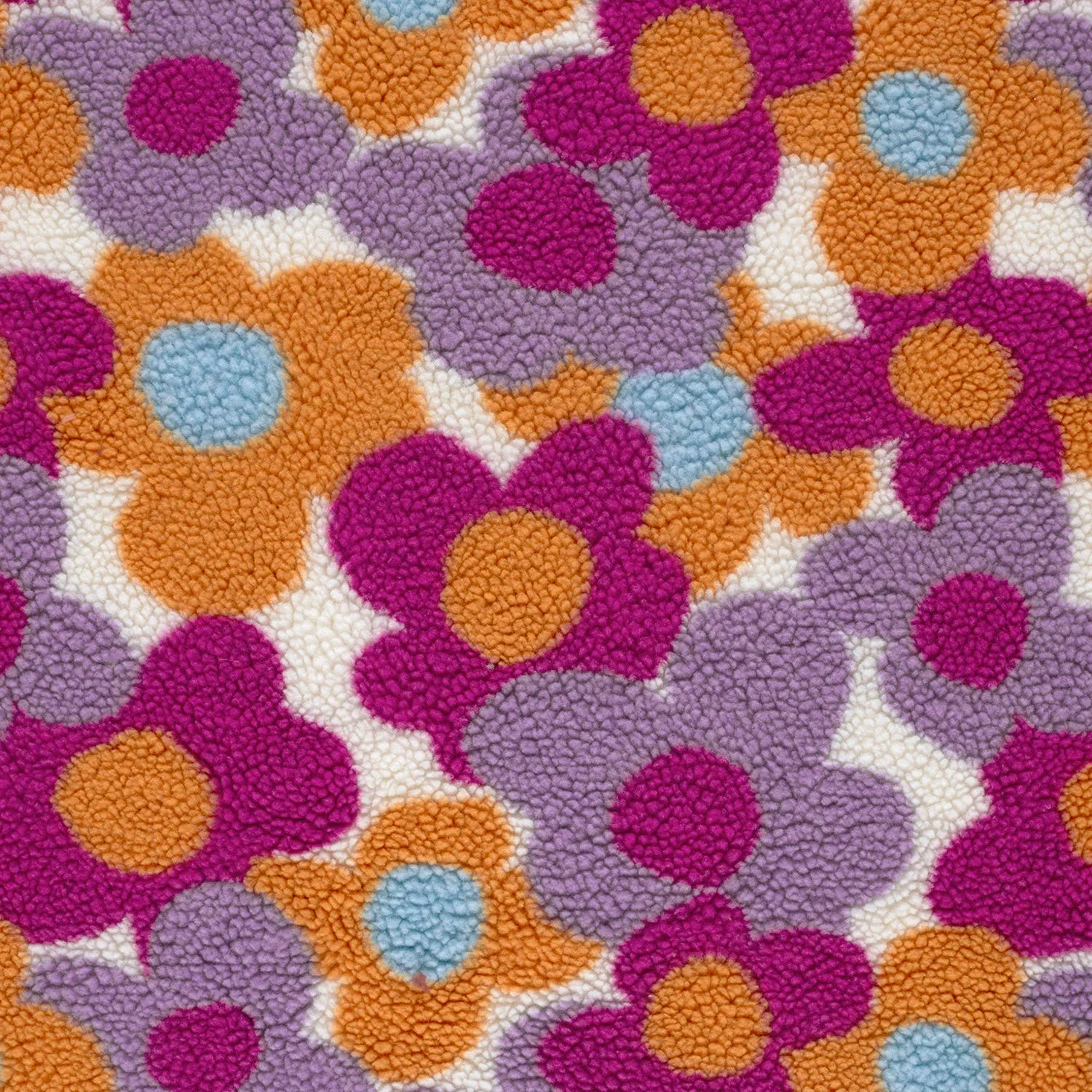 Teddystoff mit Retro-Blumen - ecru (N051)