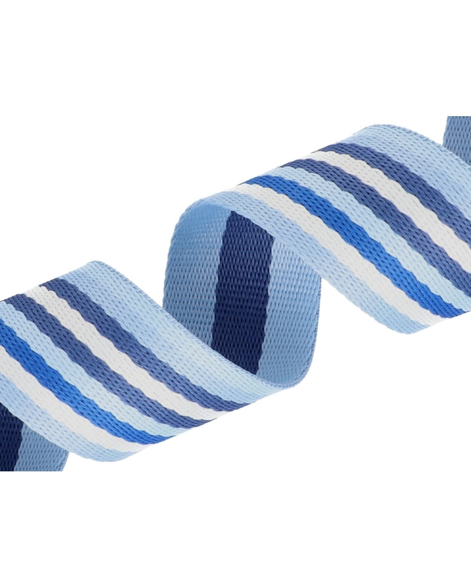 Gurtband Polycotton 38mm Streifen -hellblau/blau/weiß