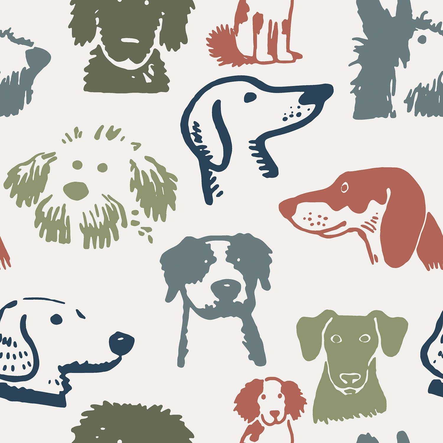 Baumwolljersey mit niedlichen gemalten Hunden - ecru (N051)