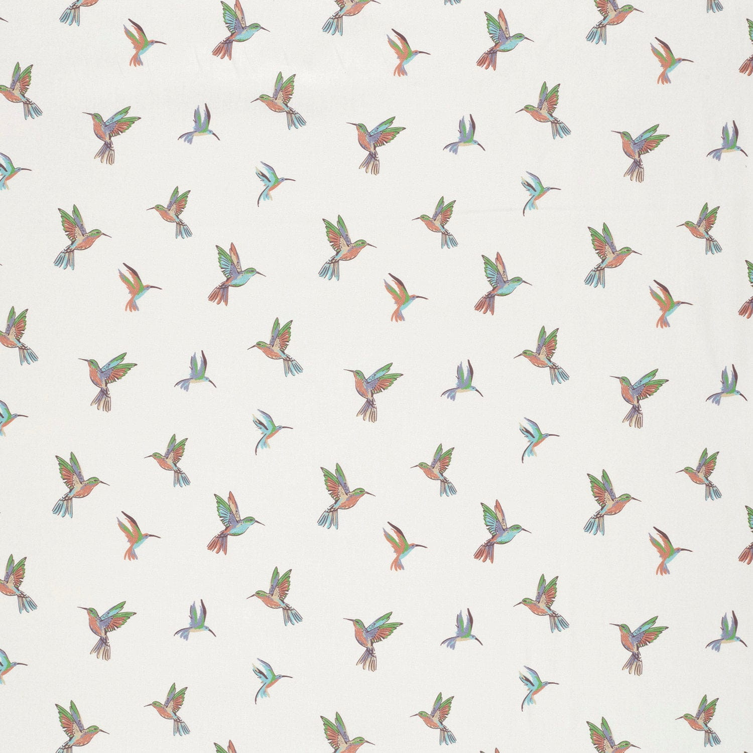 Baumwollstoff Popeline mit Kolibris - creme