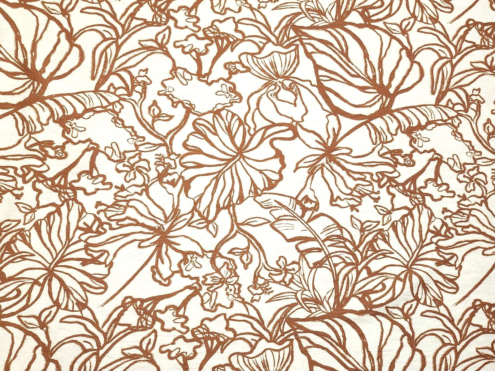 Viskose Digital Crinkle mit großem Blumenmotiv - ecru/taupe