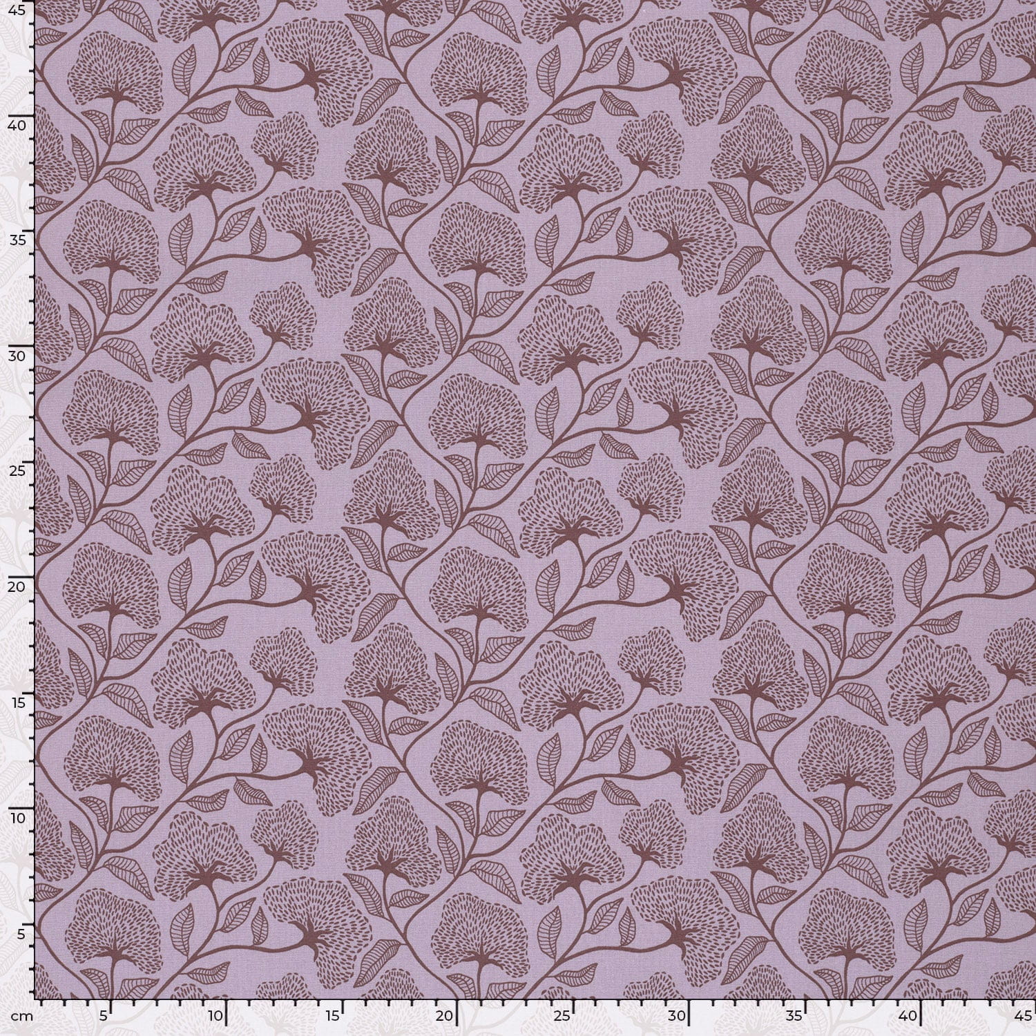 Baumwollstoff Popeline mit Blumenrankenmuster - dusty flieder