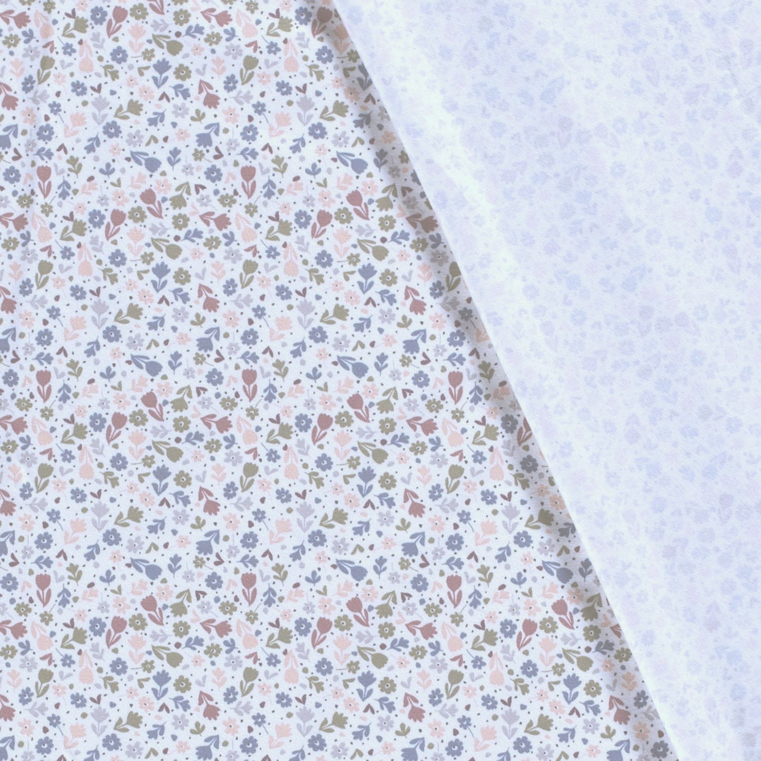 Baumwolljersey mit kleinen bunten Blumen - ecru