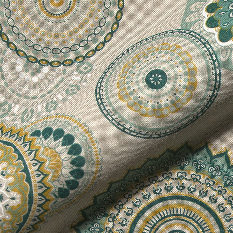 Halb-Panama Leinenoptik mit grünem Mandala 