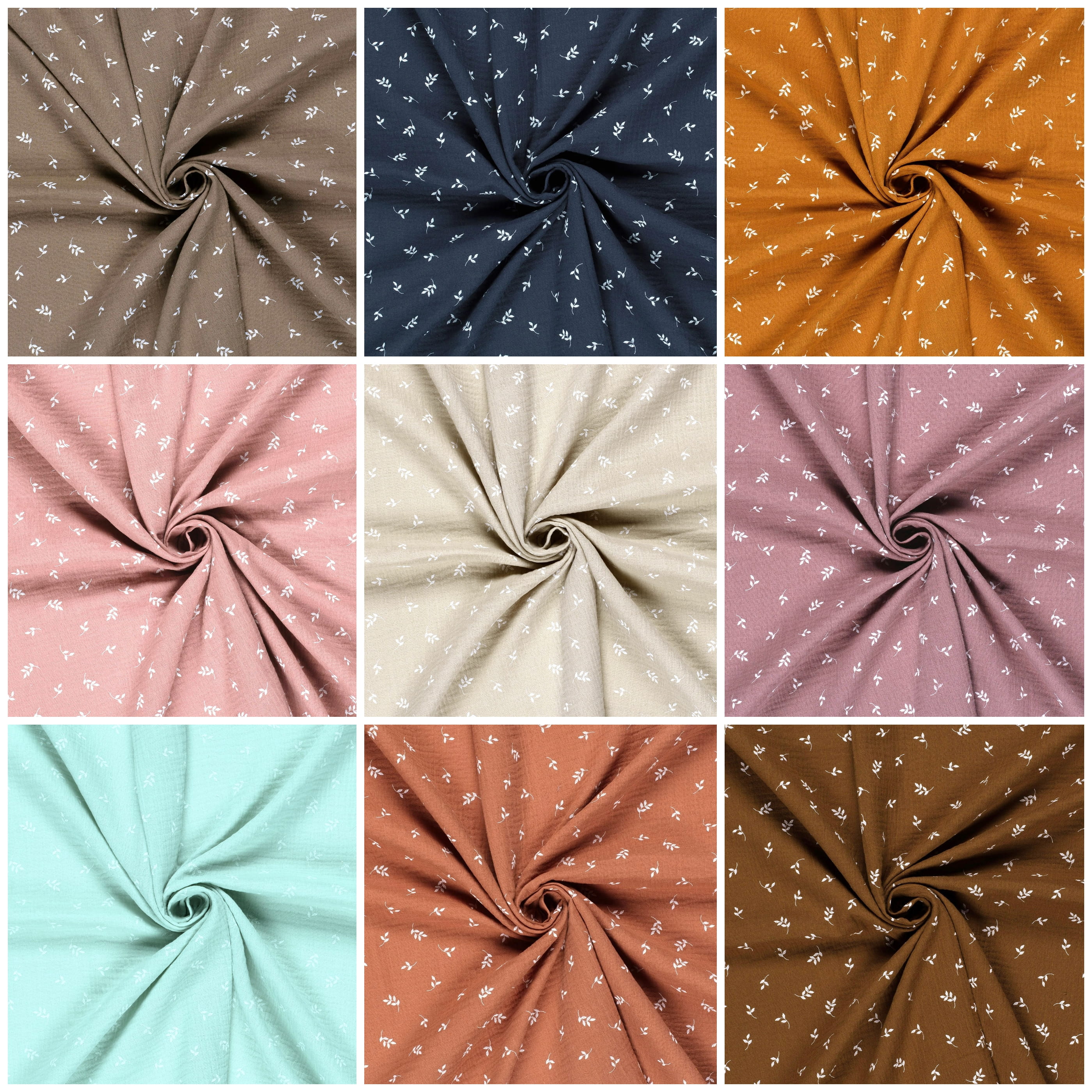 Baumwolle Musselin Double Gauze mit Blätterzweigen Baumwolle Musselin Double Gauze mit Blätterzweigen