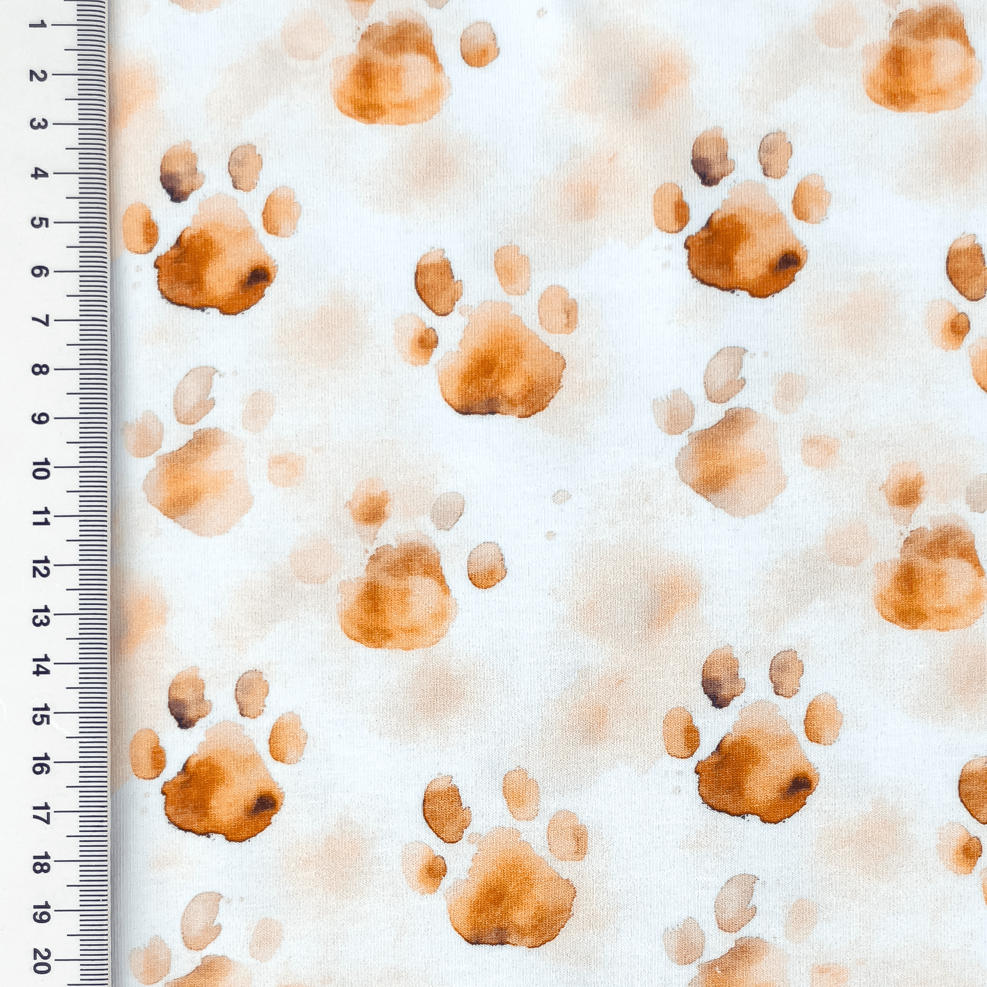 Baumwolljersey Digital "Dog Love" mit großen Pfotenabdrücken - weiß 