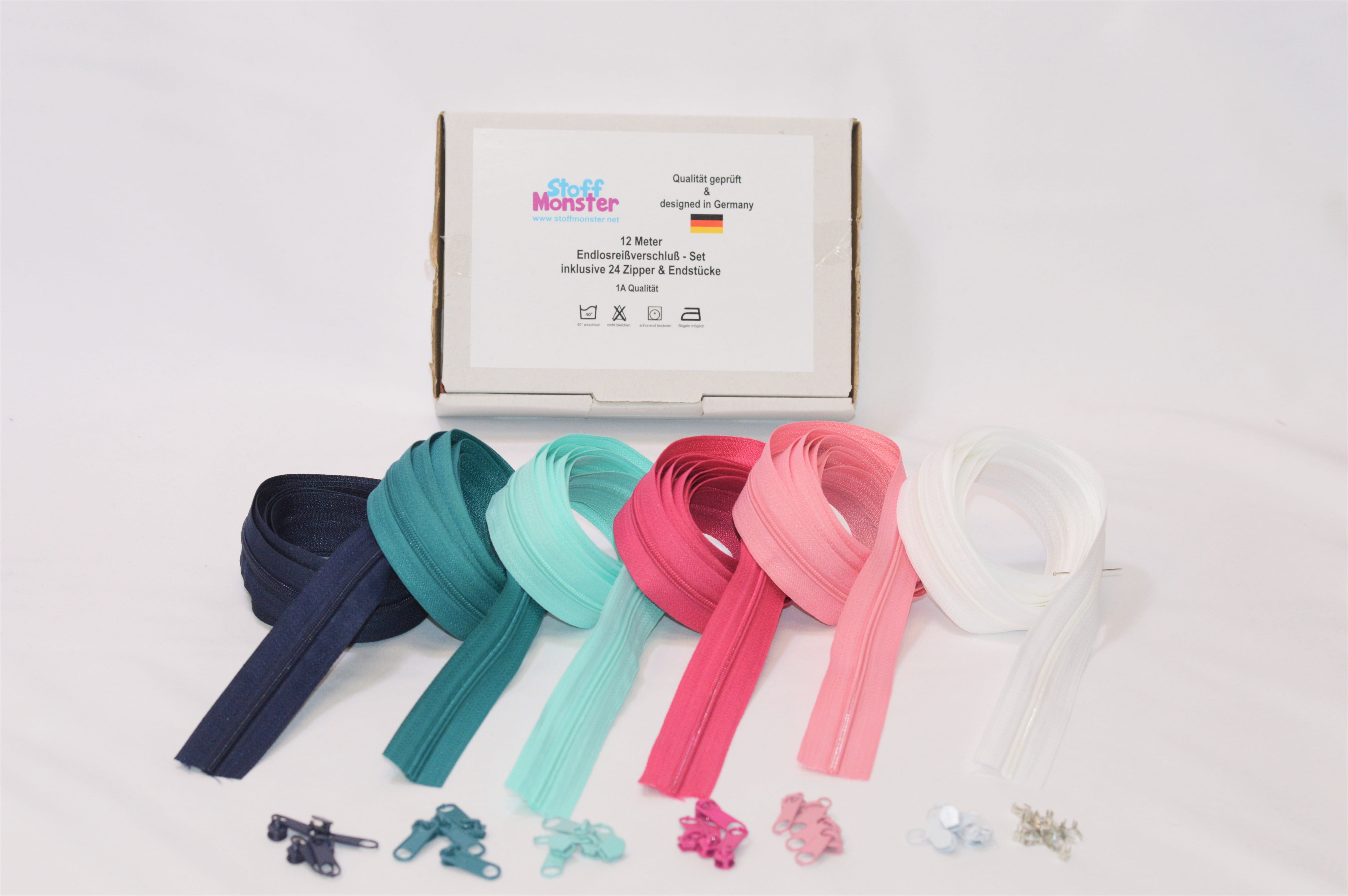 12 Meter Endloßreissverschluß-Set inkl. 24 Zipper & Endstücke - Farbe 9