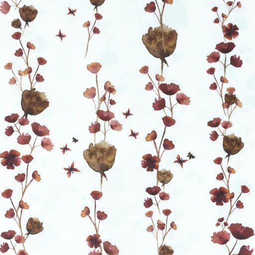 Baumwollstoff Digital mit Baumwollblüten - weiß       