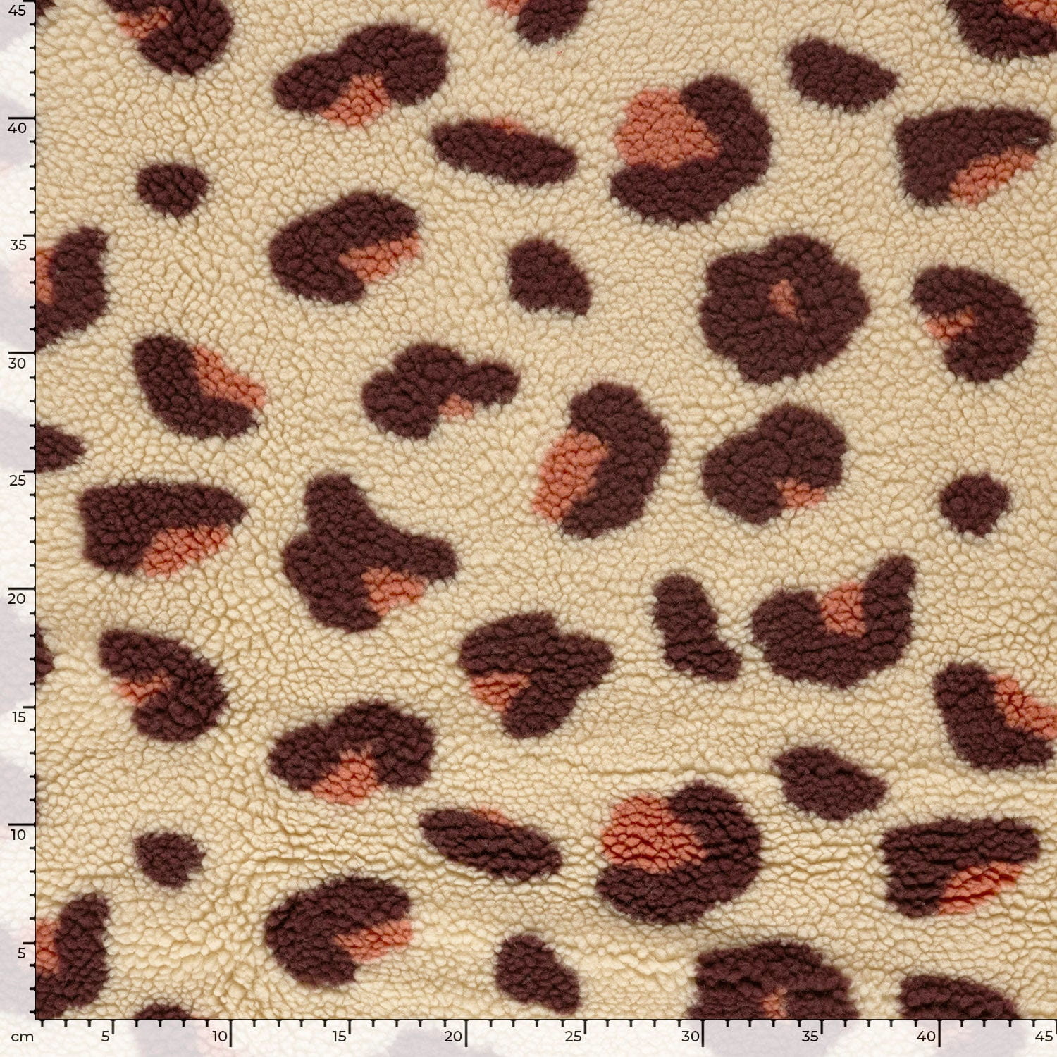 Teddystoff mit Leomuster - beige
