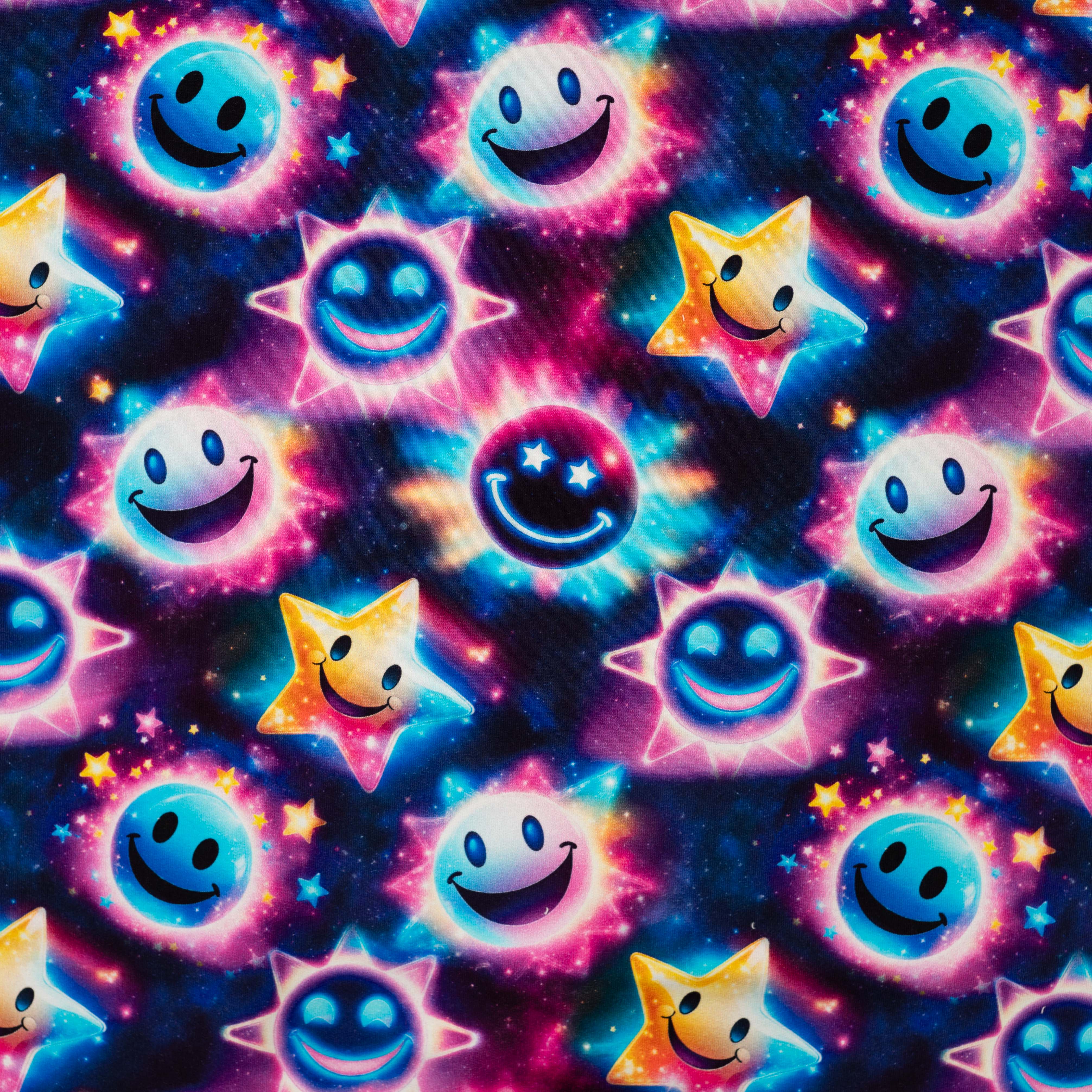 Sommersweat French Terry Digital "Cosmic Smile" - navy